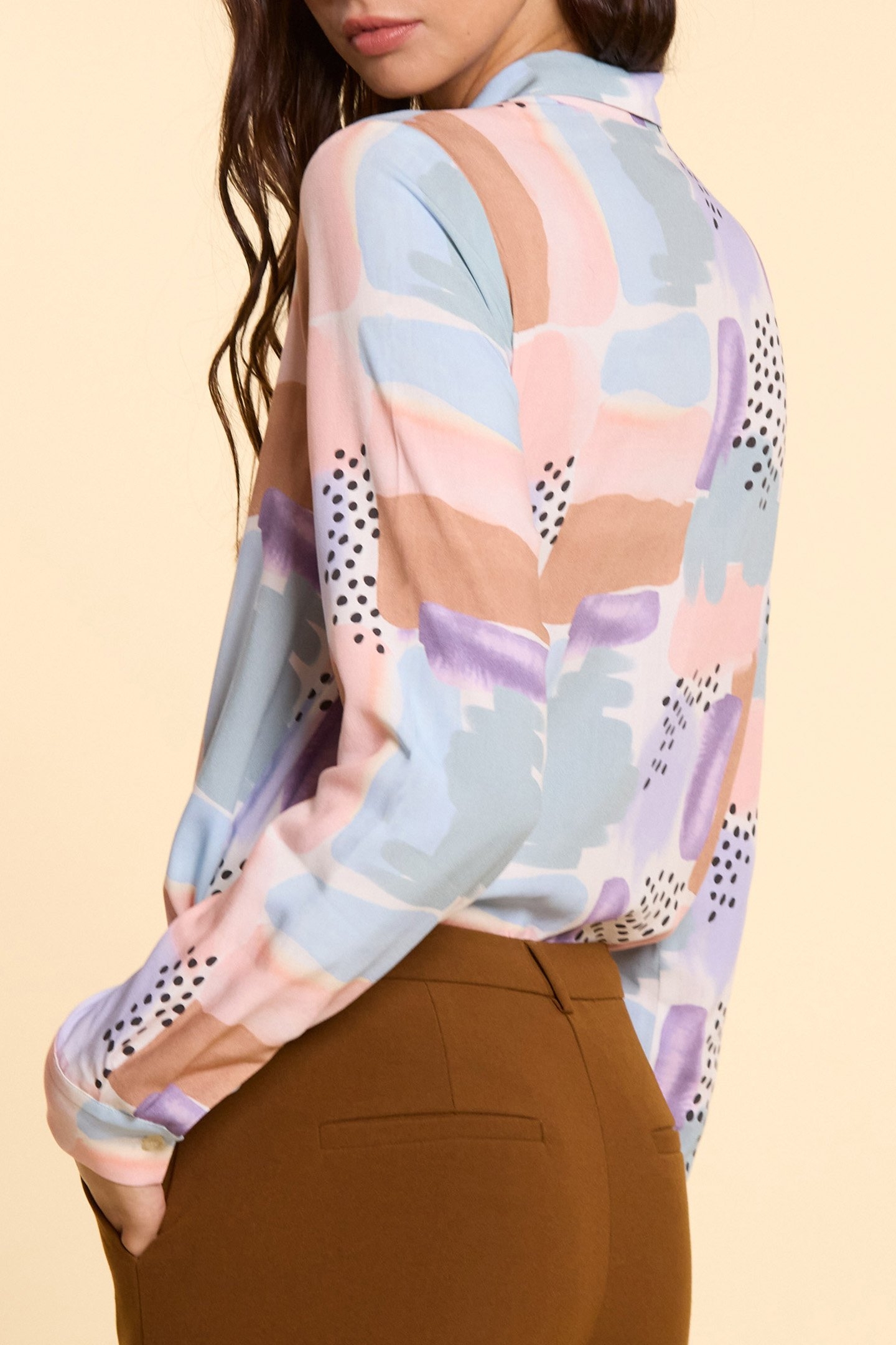 ECRU SHIRT WITH WATERCOLOUR PRINT 3