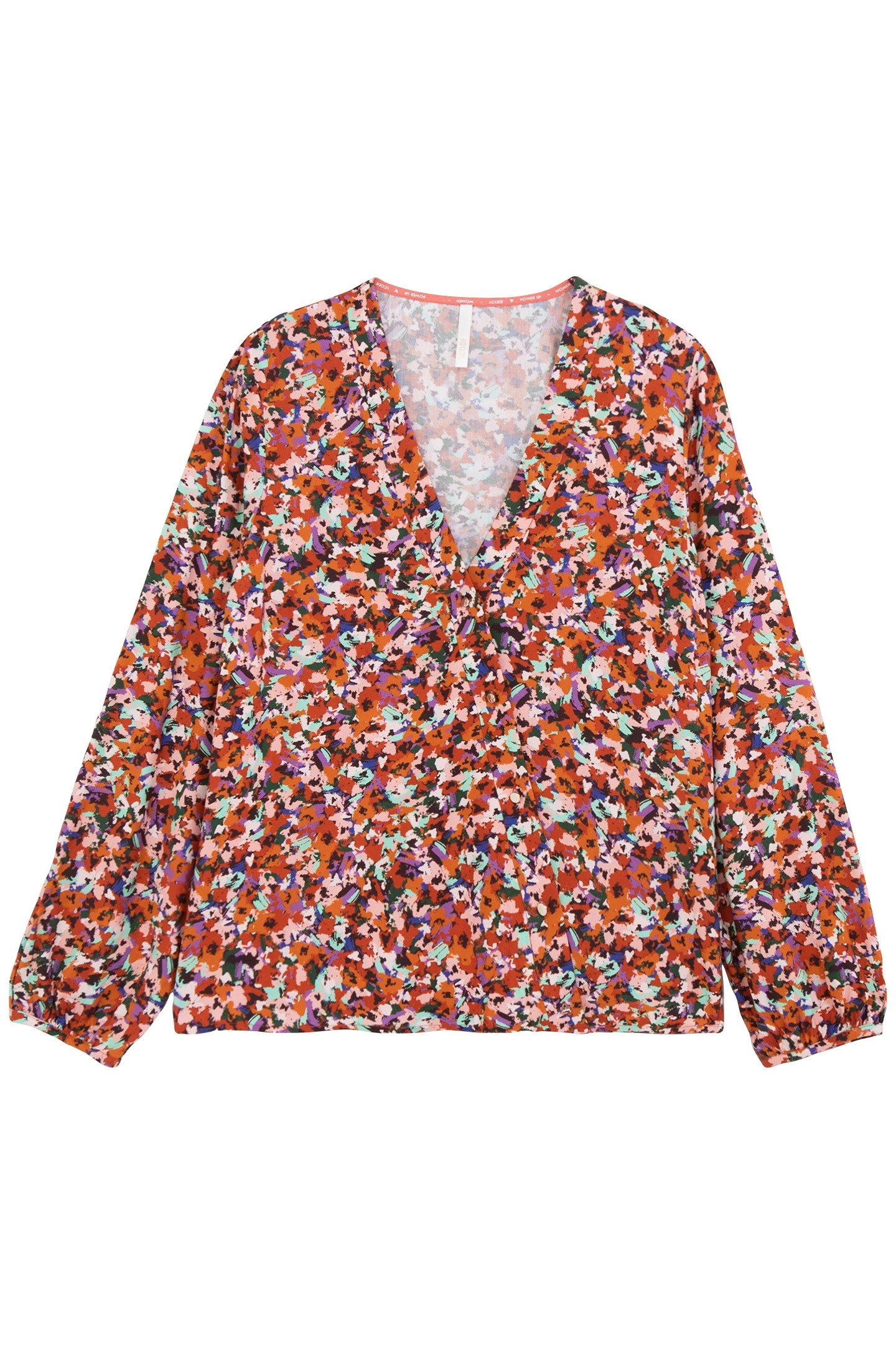 CAMEL BLOUSE WITH MULTICOLOUR TACHIST PRINT 3