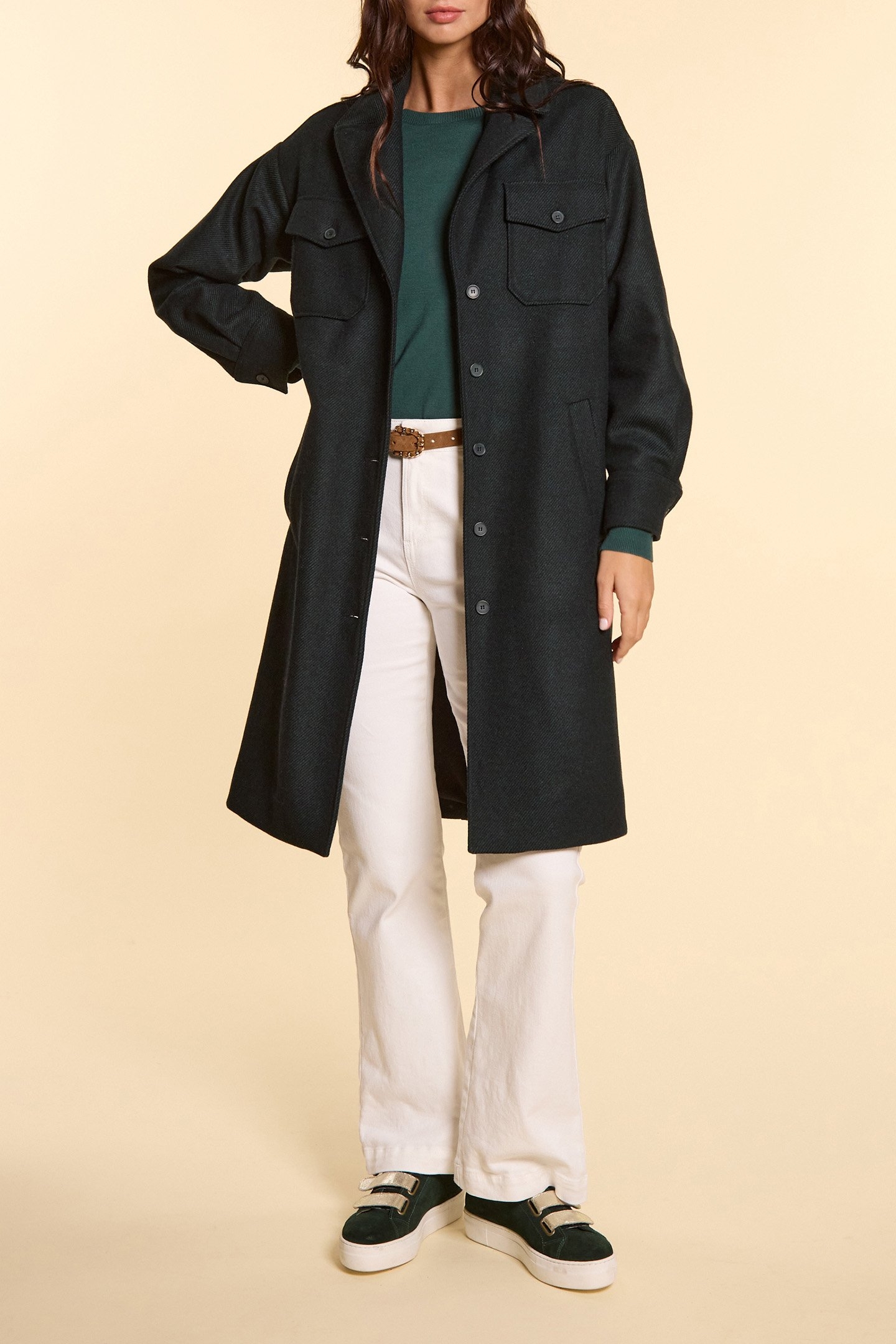 NIGHT GREEN KNIT FRONT/BACK REVERSIBLE SWEATER 3