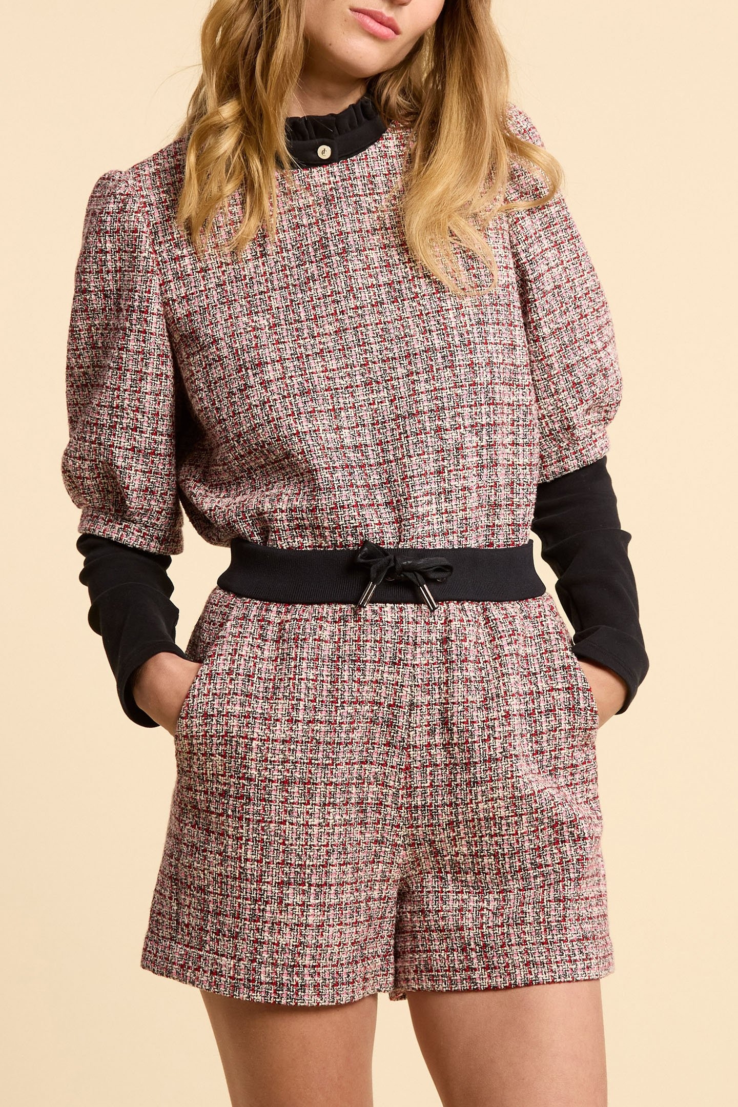 RED DECORATIVE TWEED-STYLE TOP 5