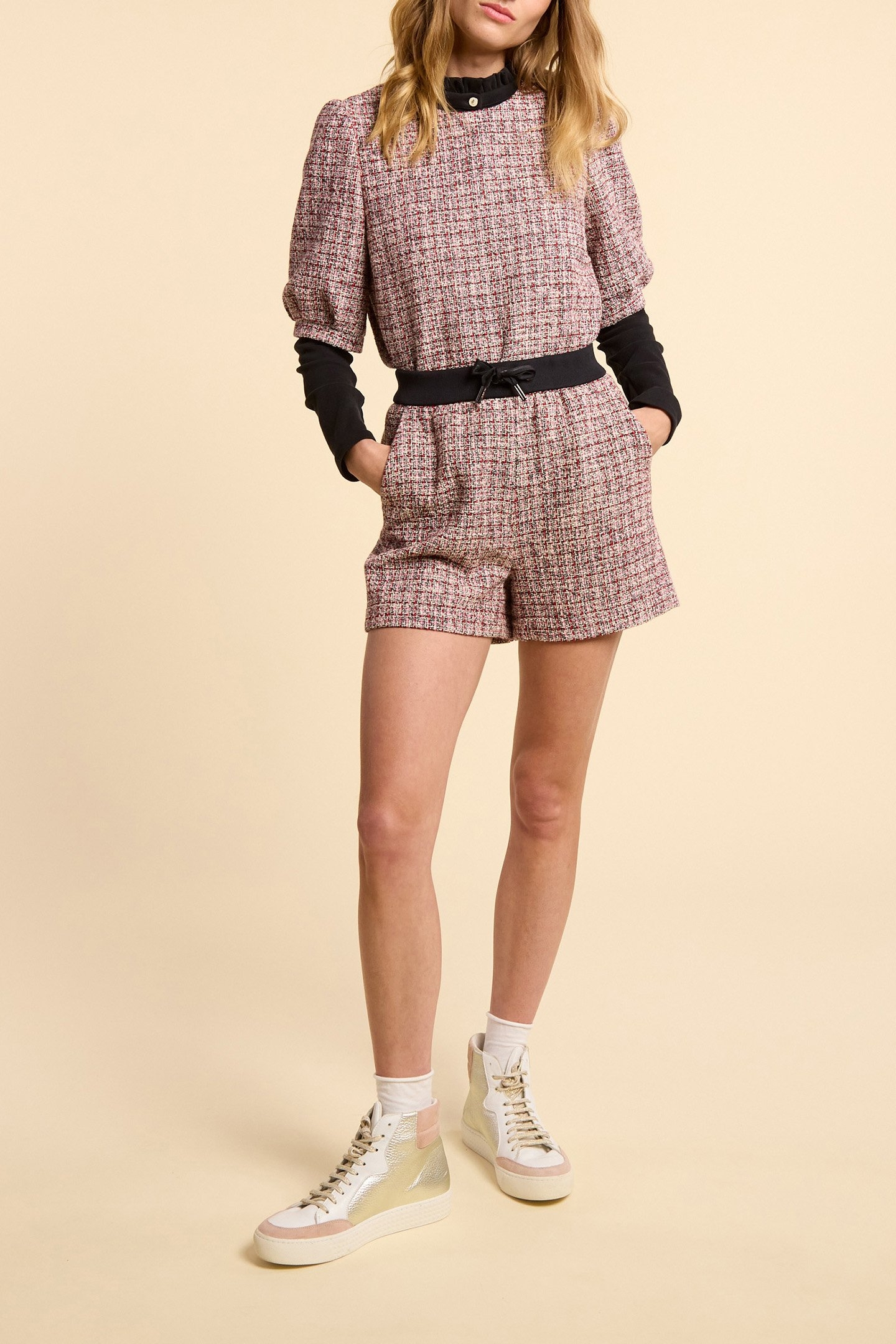 RED DECORATIVE TWEED-STYLE TOP 3