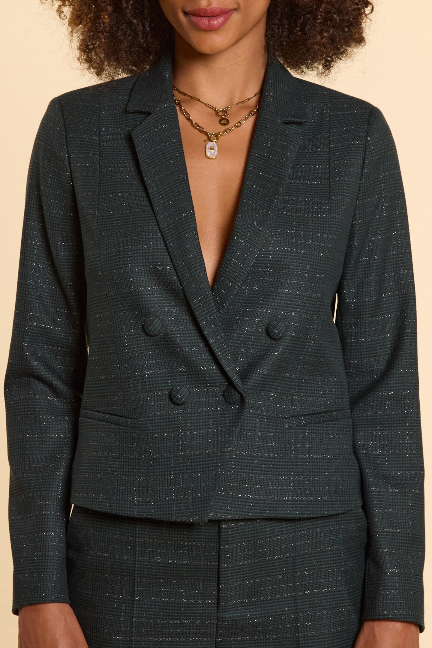 MIDNIGHT GREEN CHECK  SUIT JACKET 1