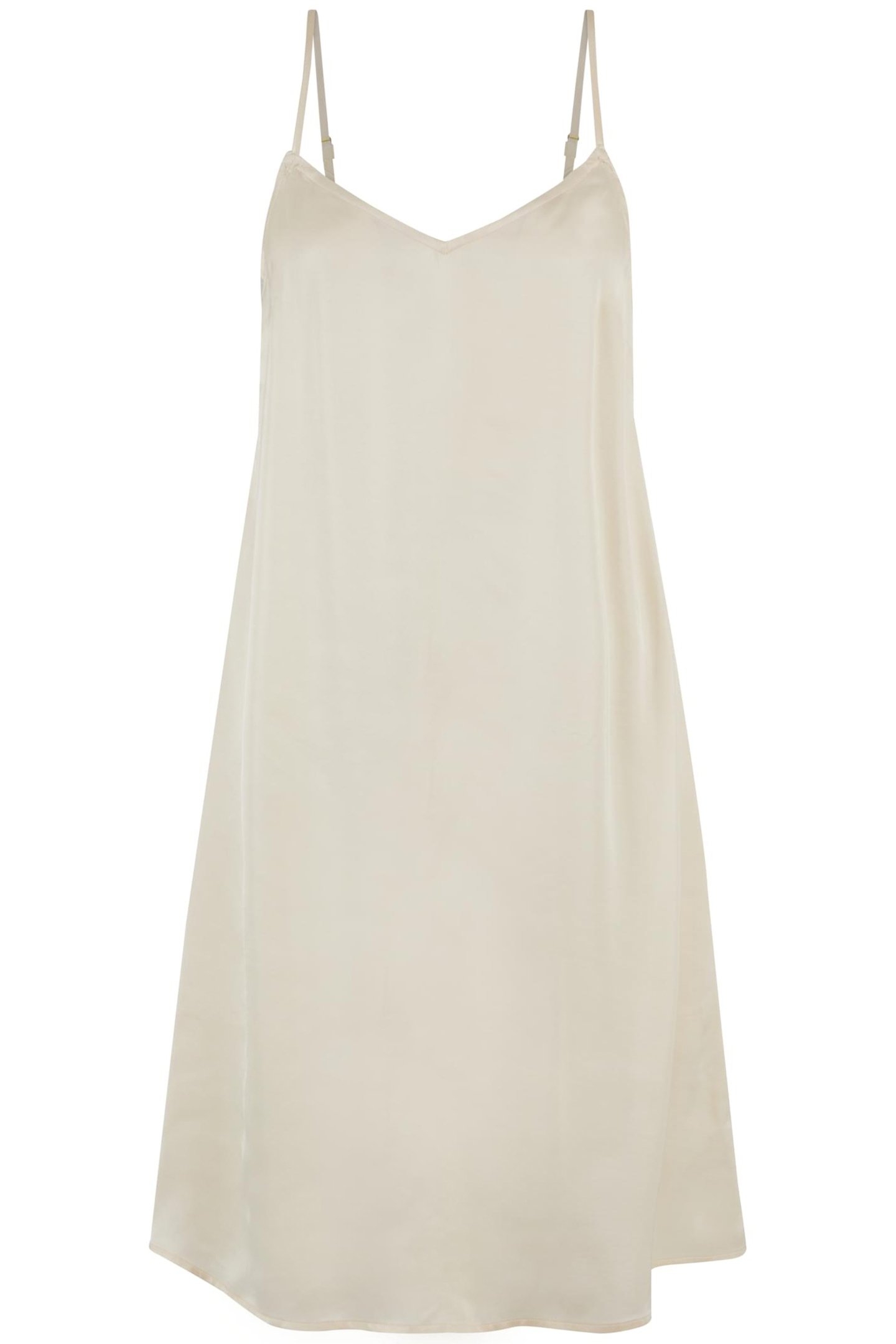 LADIES VISCOSE SATIN SLIP DRESS WHITESAND 1