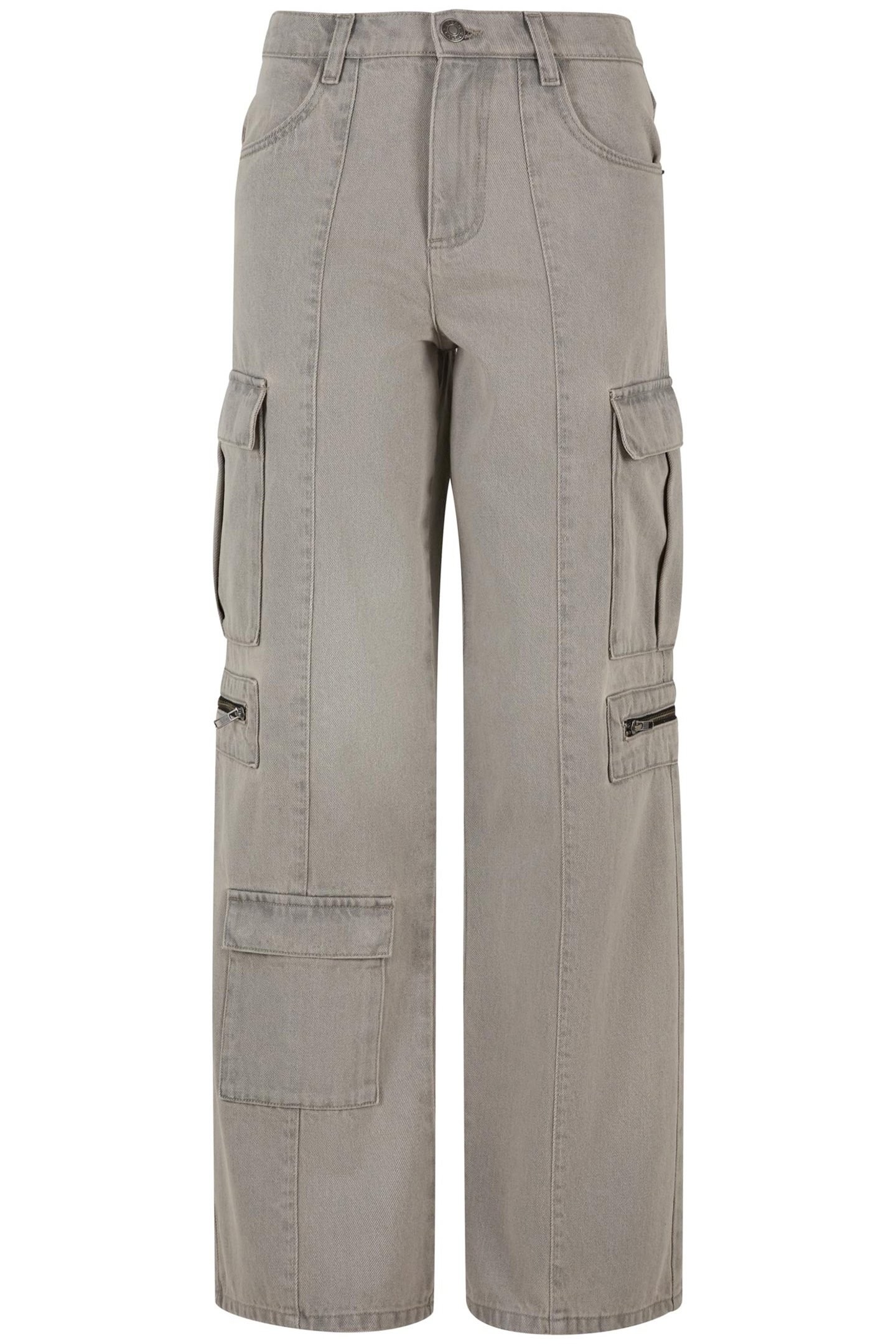 LADIES LOOSE UTILITY DENIM PANTS LIGHTER DIRTY WASHED 1