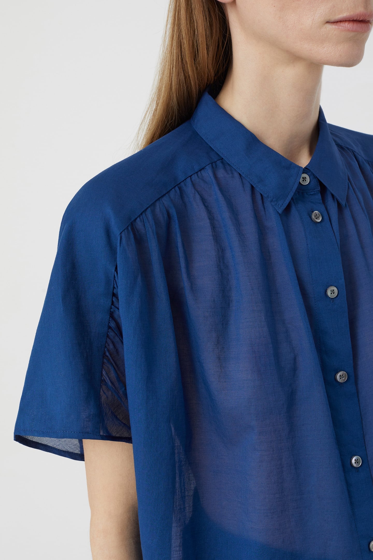 GATHERED SHIRT SHIRTS & BLOUSES INDIGO BLUE 5