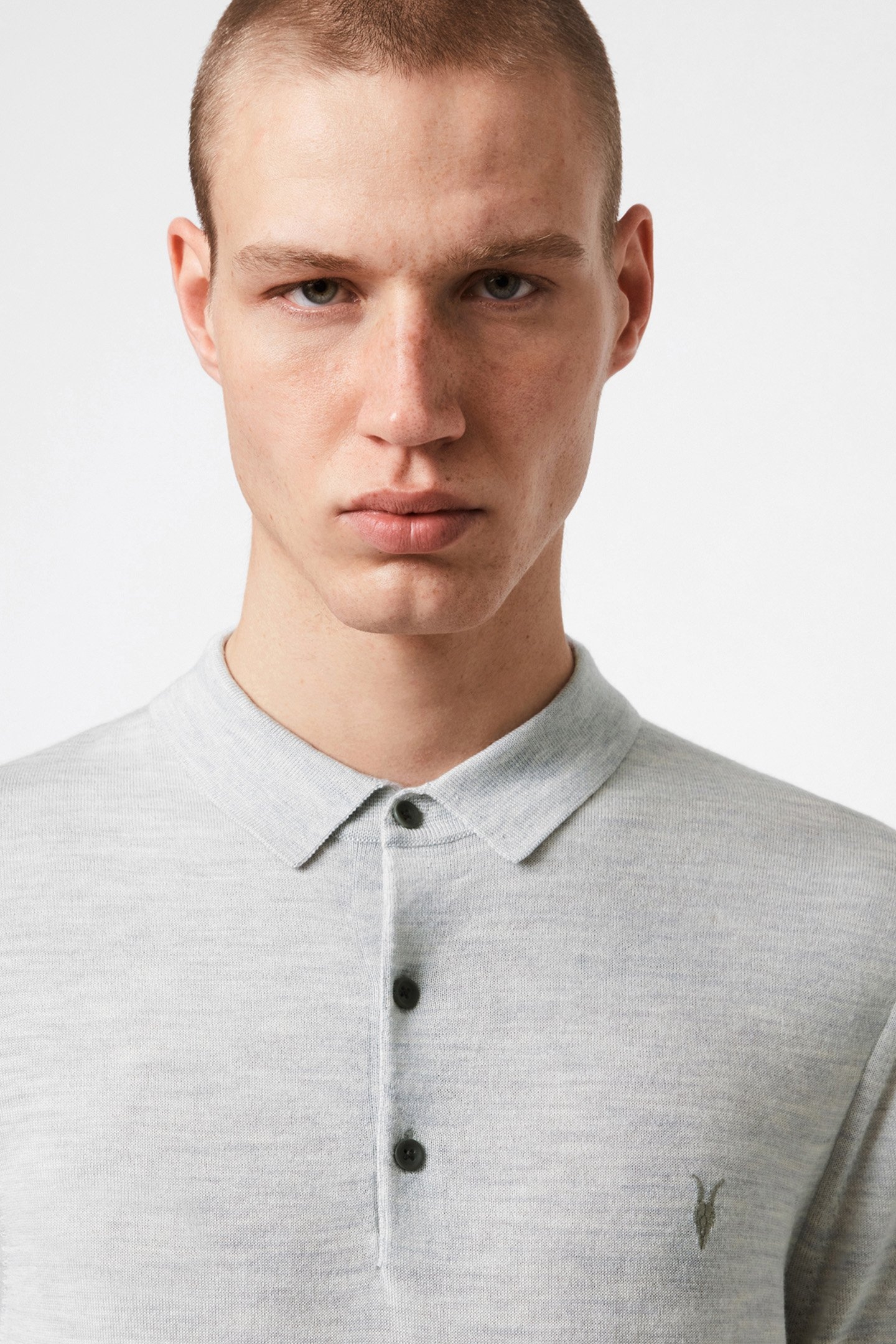 MODE MERINO SS POLO LIGHT GREY MARL 5