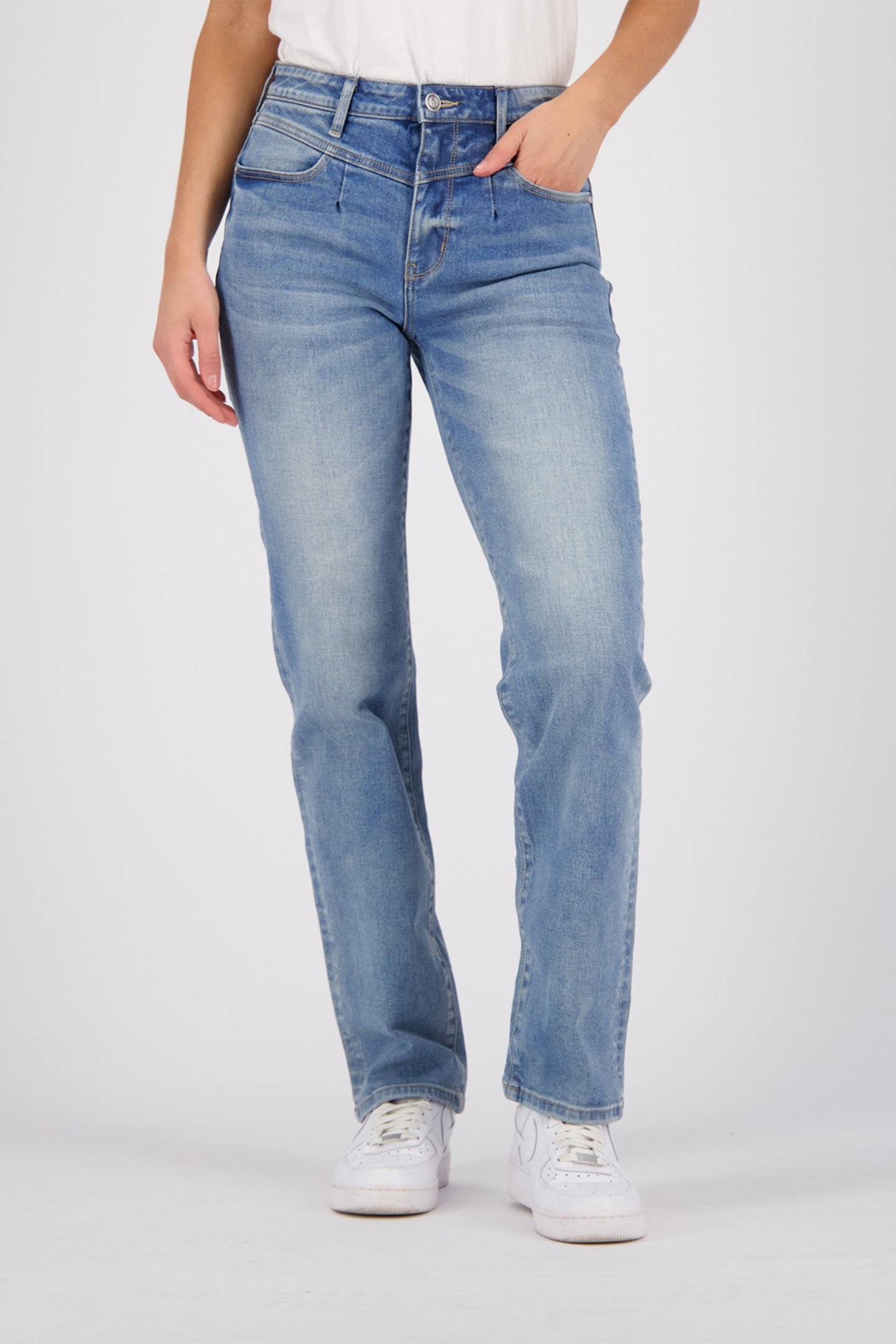 DAWN YOKE JEANS MID BLUE STONE 1