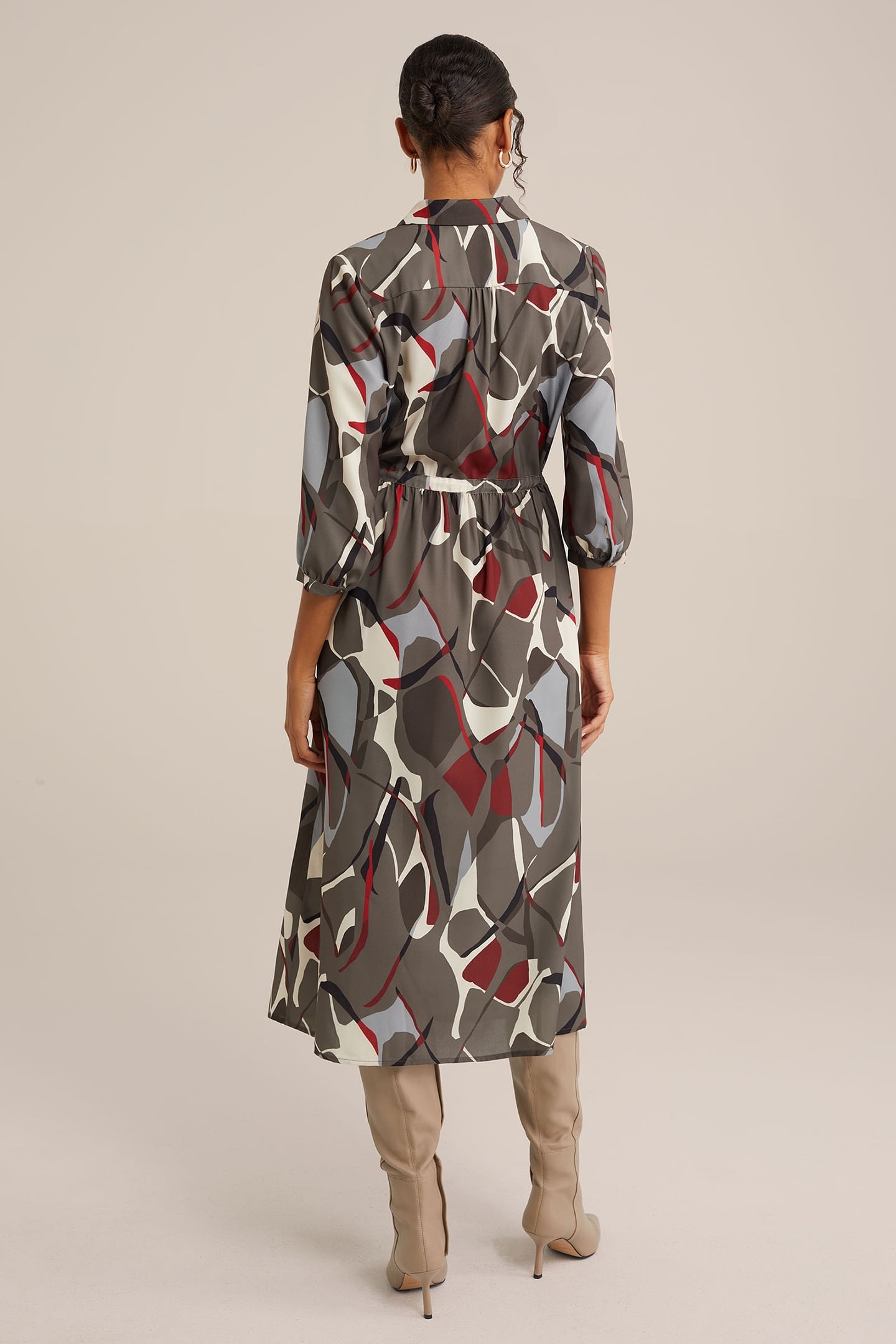 DRESS MID LENGTH GREYISH GREEN 2