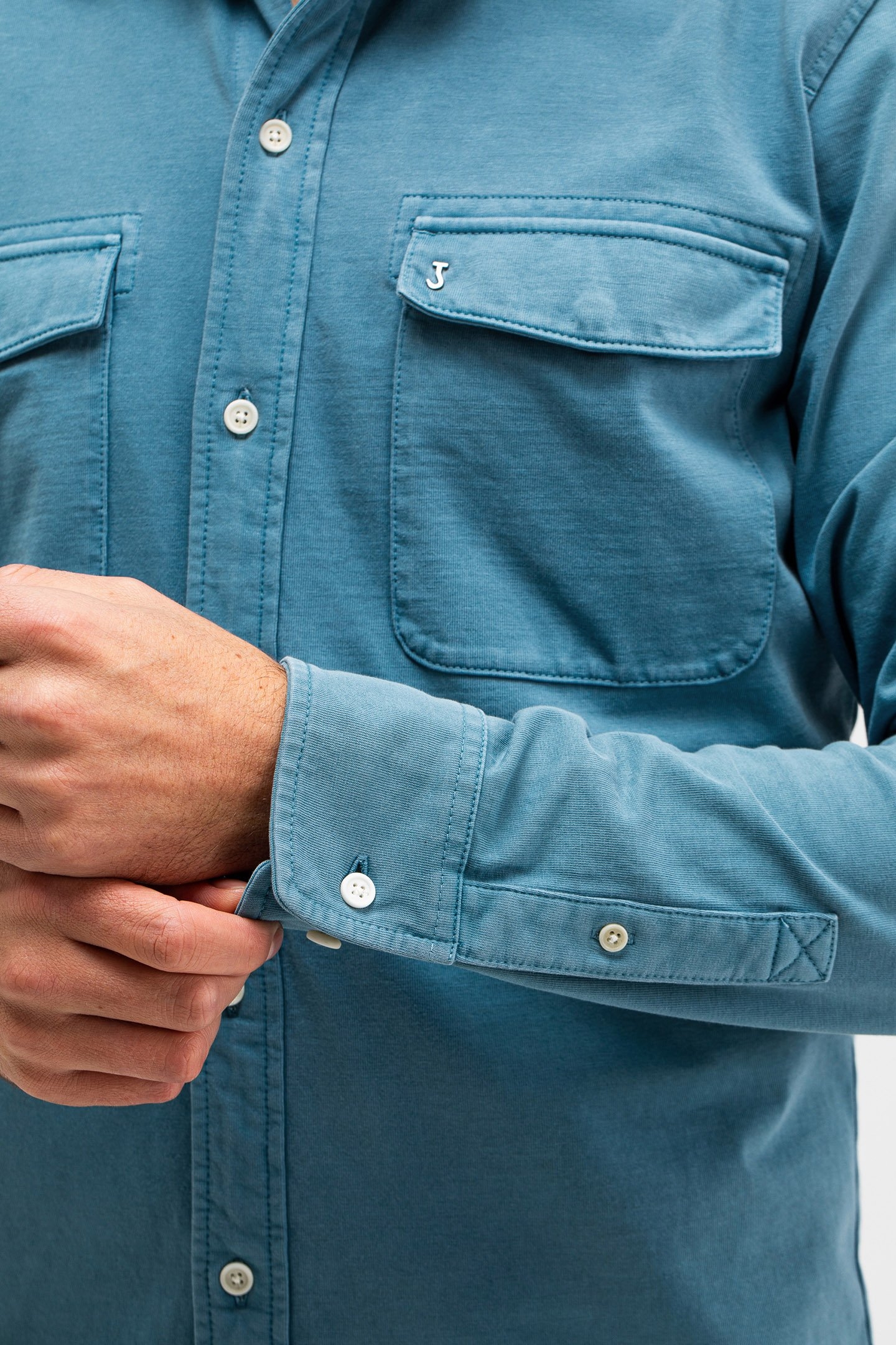FINN POCKET JERSEY OVERSHIRT LAGOON BLUE 6