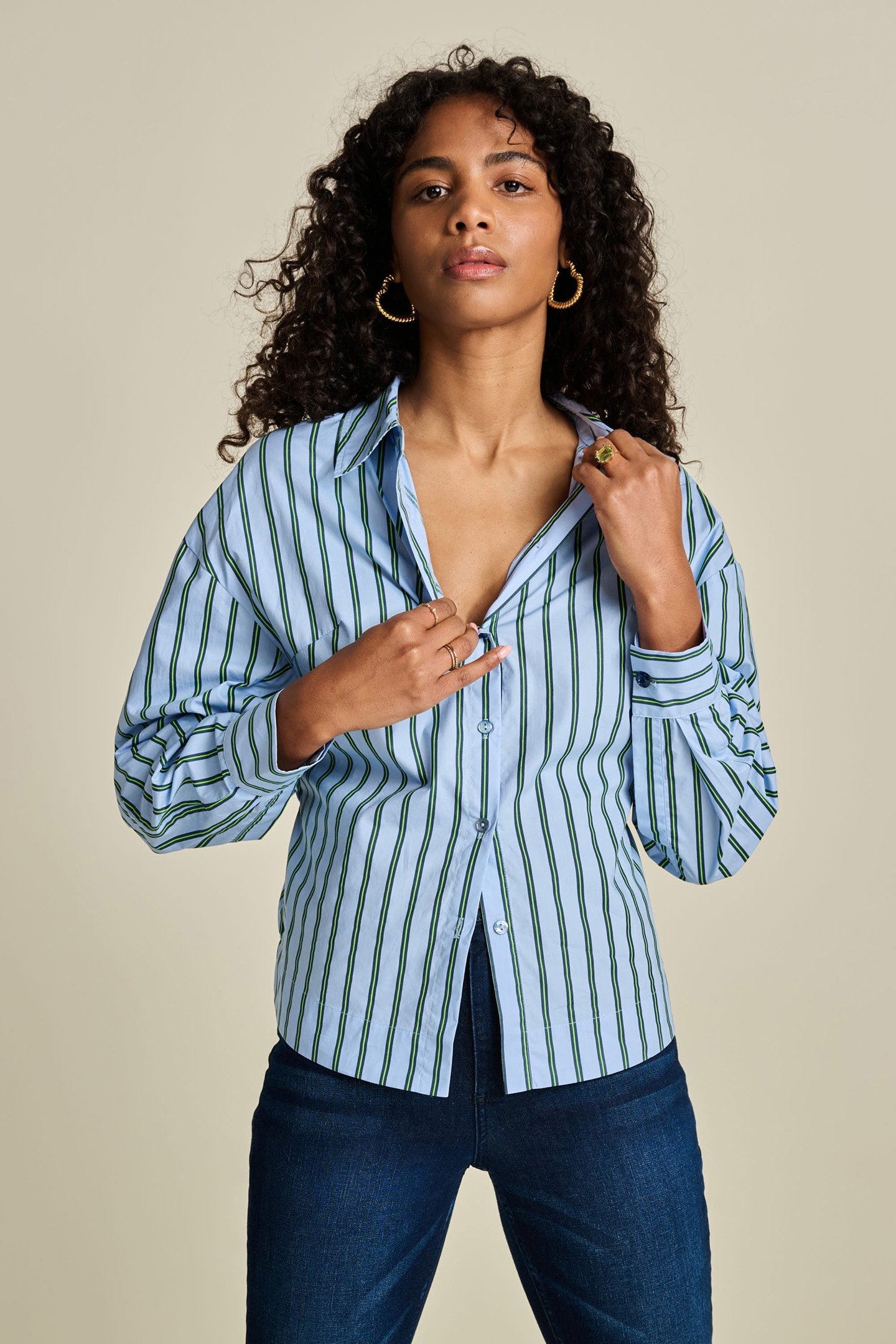 BLOUSE - STRIPED POPLIN CLOUDY BLUE 5