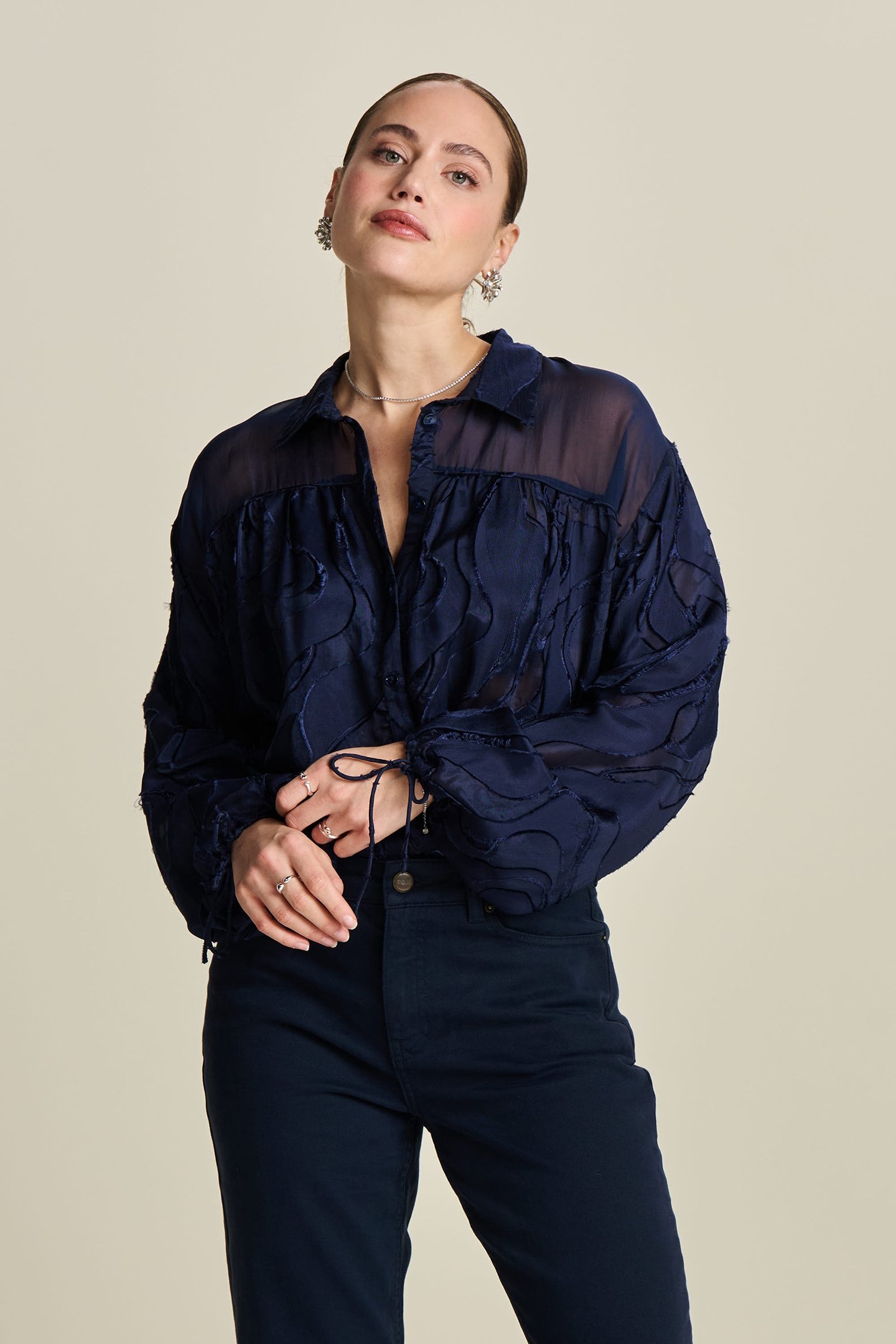 BLOUSE - JACQUARD MIDNIGHT BLUE 1
