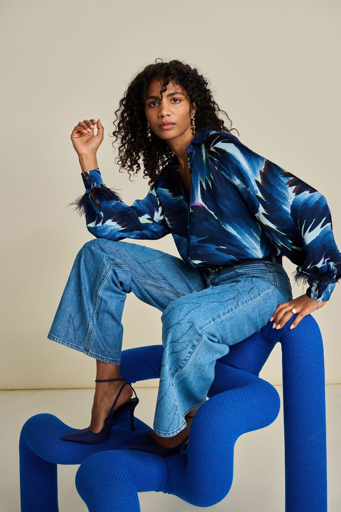 BLOUSE - FEATHERS BLUE 5