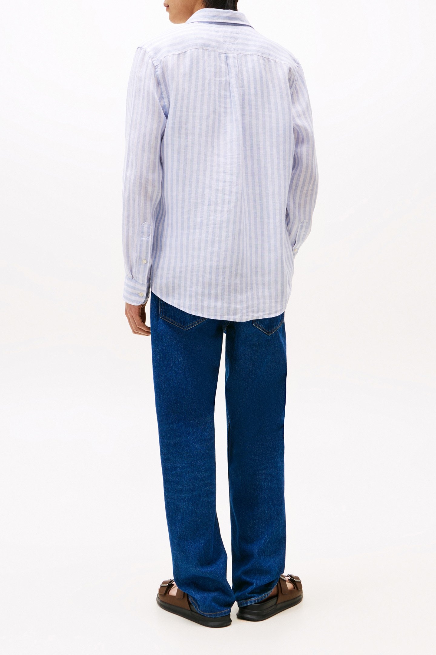 LINEN ESSENTIAL STRI BREEZY RELAXED FIT SHIRT WHITE 2