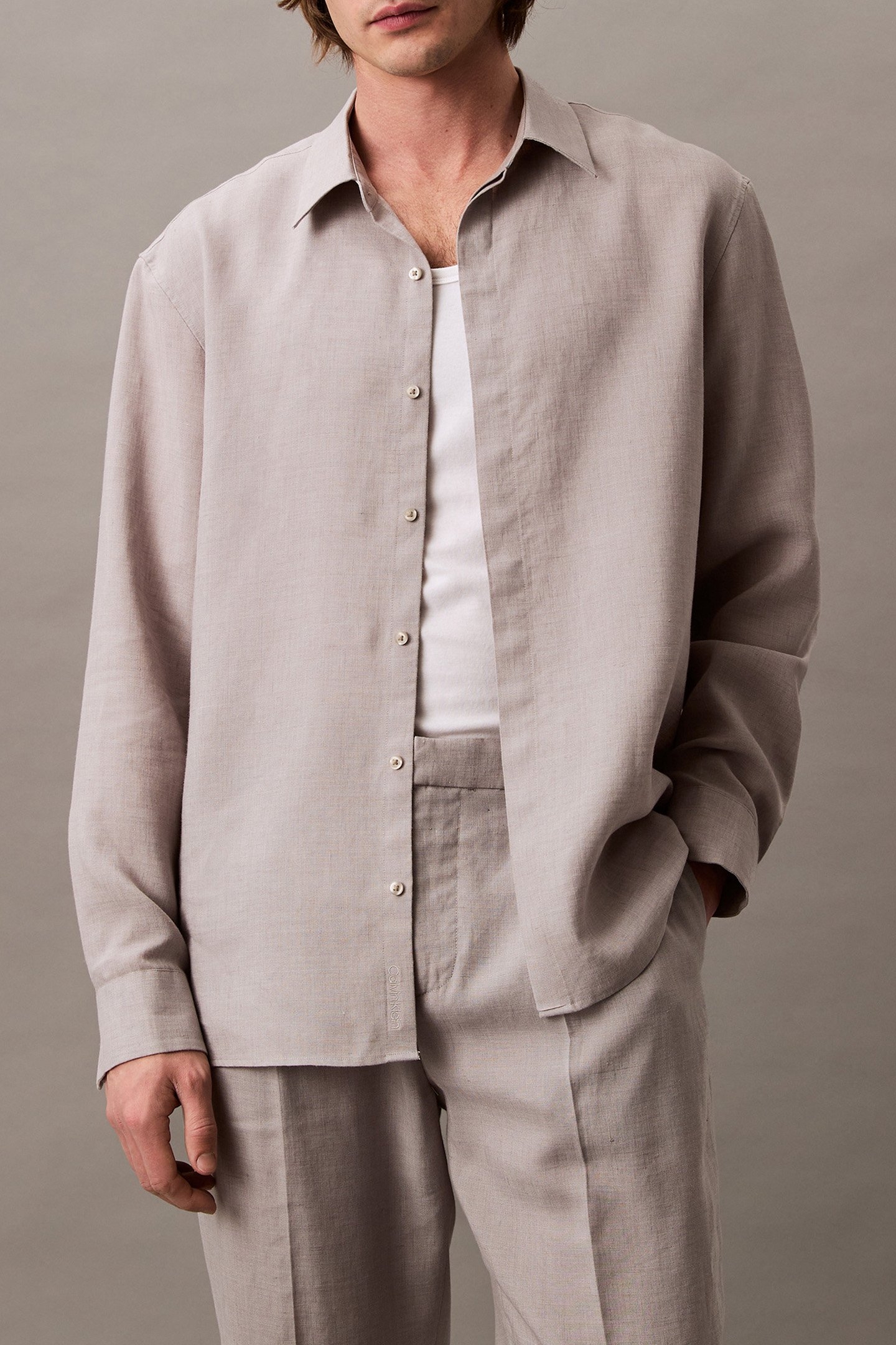 LS LINEN EASY SHIRT FORMAL GRAY 1