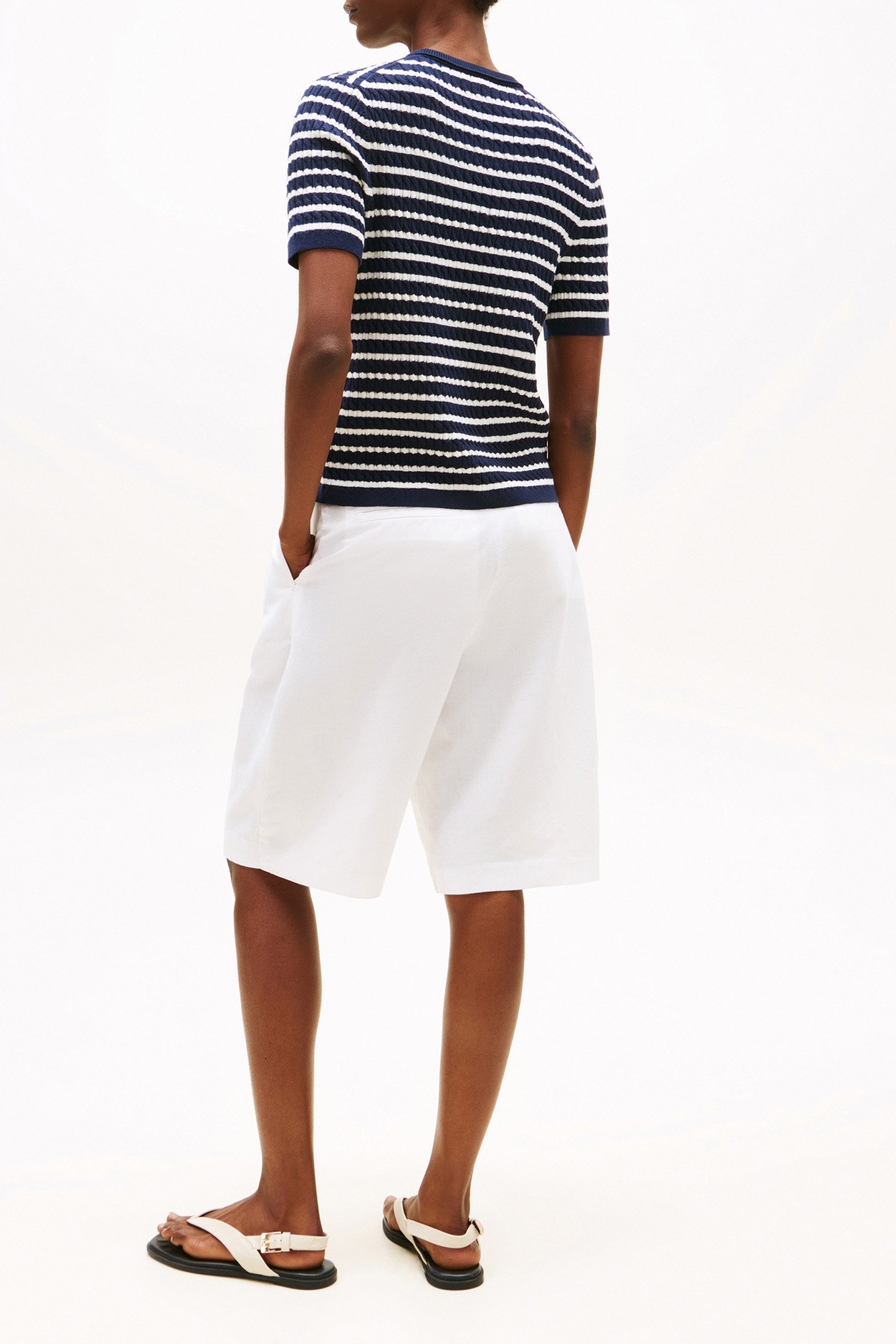 CABLE FINE GG SWEATER STD FIT NAVY/IVORY BLUE 2