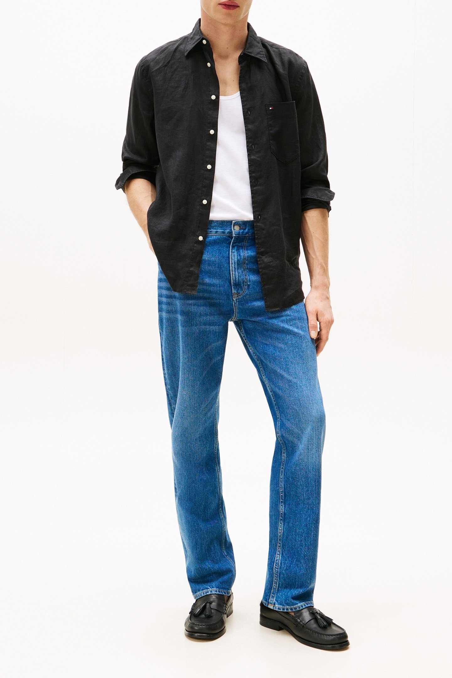 PIECE DYE LINEN RF SHIRT BLACK 2