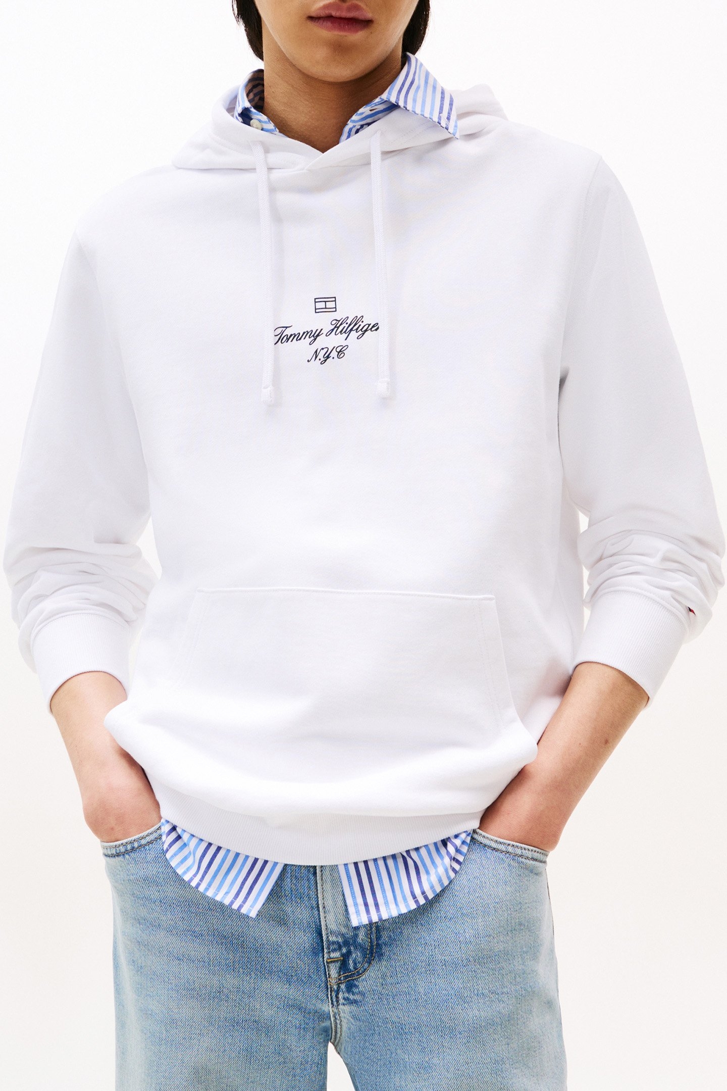 OUTLINE FLAG SCRIPT REGULAR FIT HOODY WHITE 1