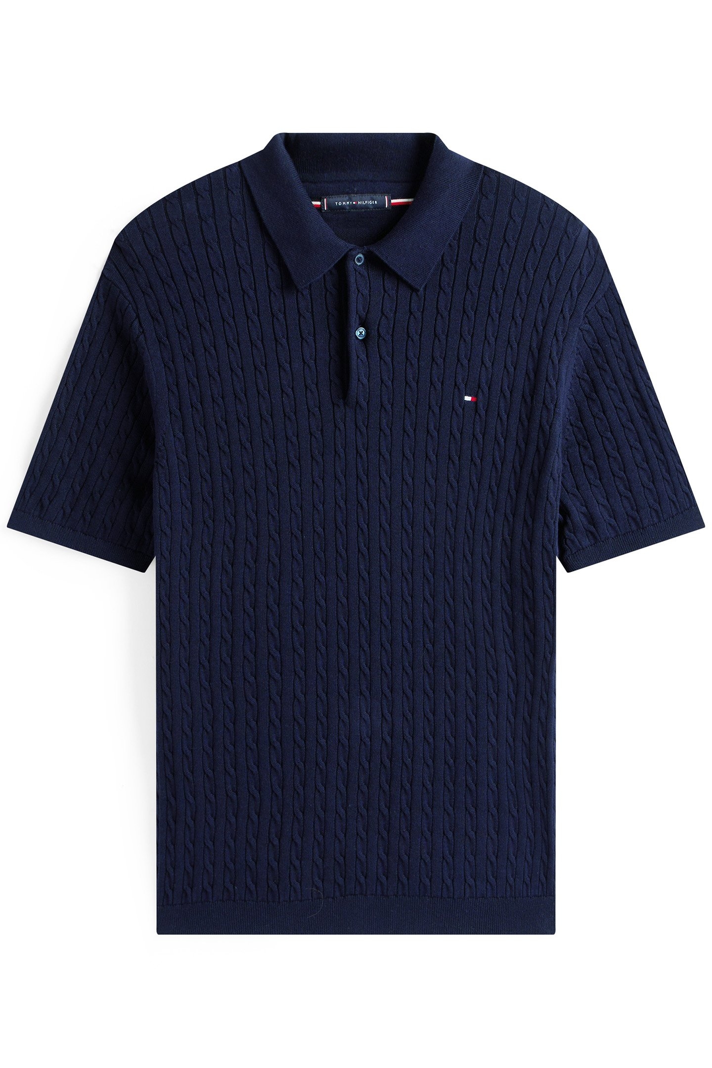 CABLE KNITTED REGULAR FIT POLO SHIRT DESERT SKY 4