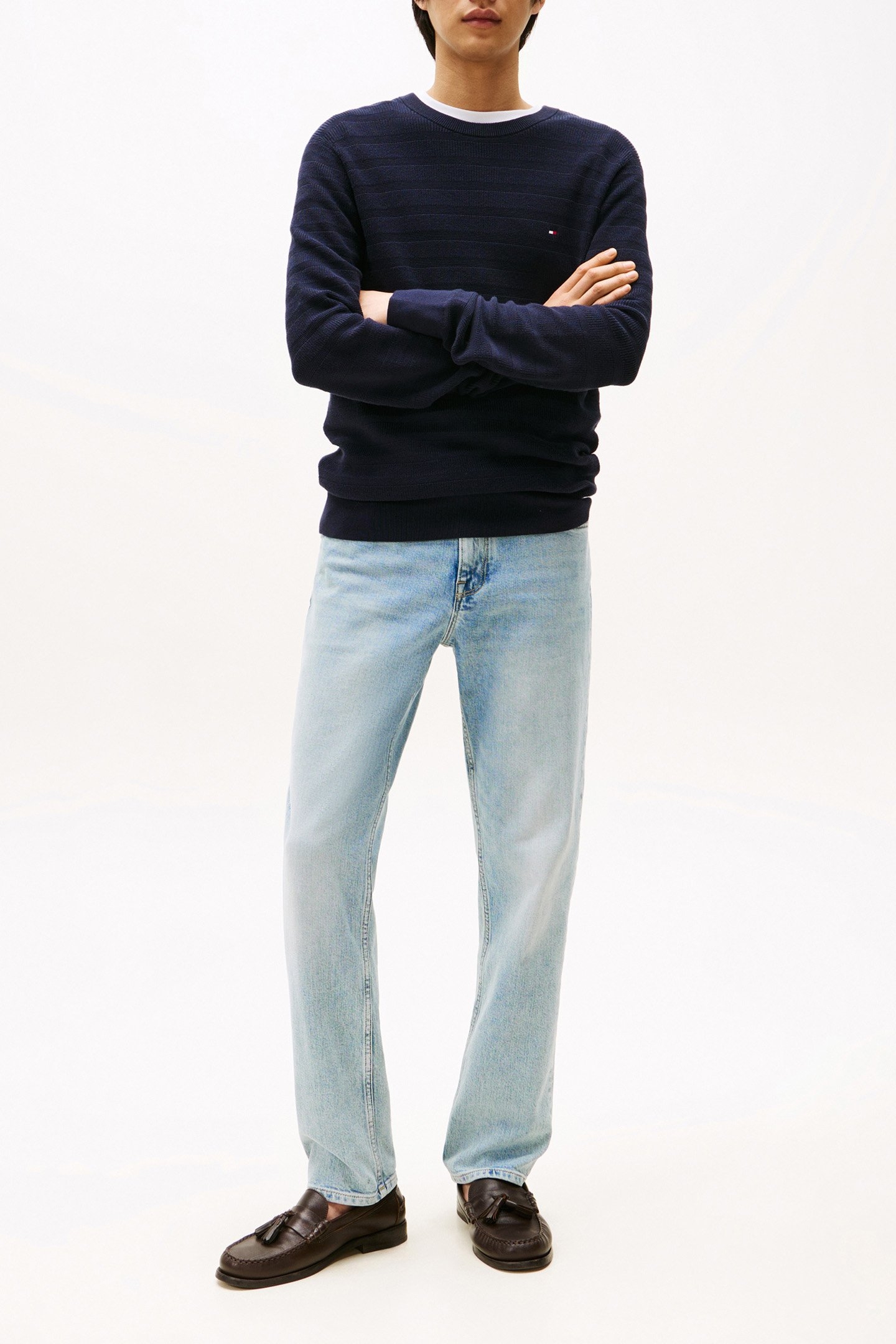 STRIPE STRUCTURE SWEATER REG FIT DESERT SKY BLUE 2