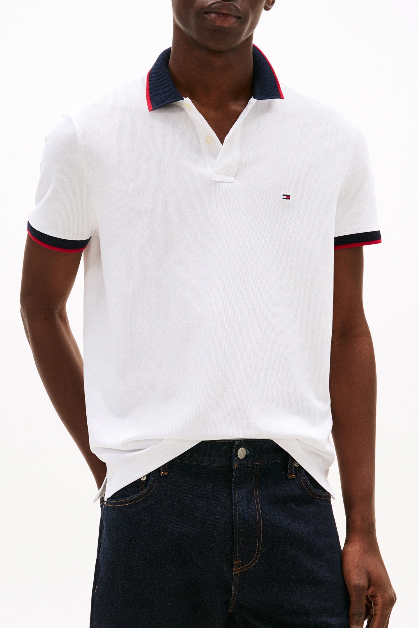 CONTRAST COLLAR POLO NORMAL FIT WHITE 1
