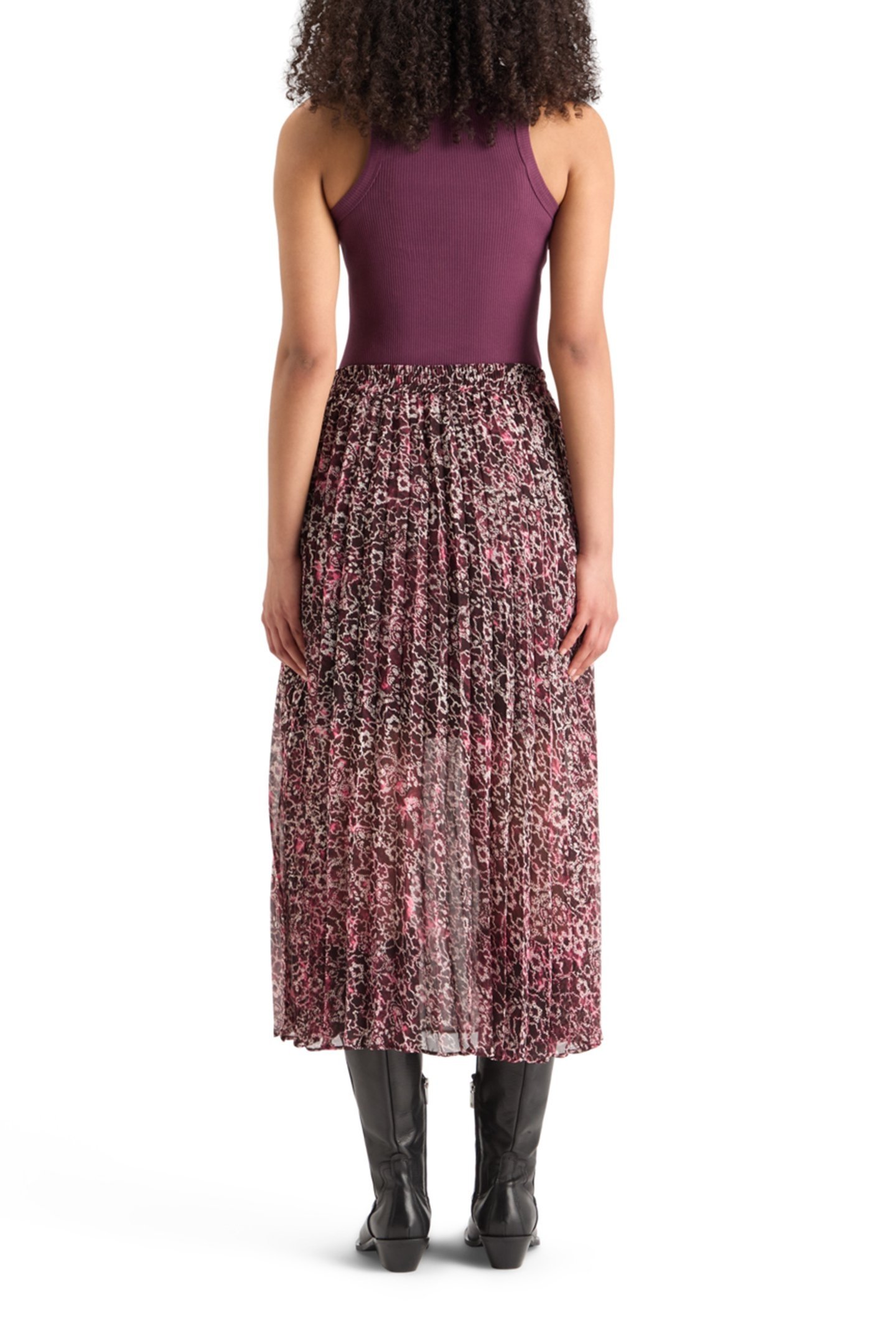 PLEATED PRINTED SKIRT SHIBORI FLORAL PINK 2