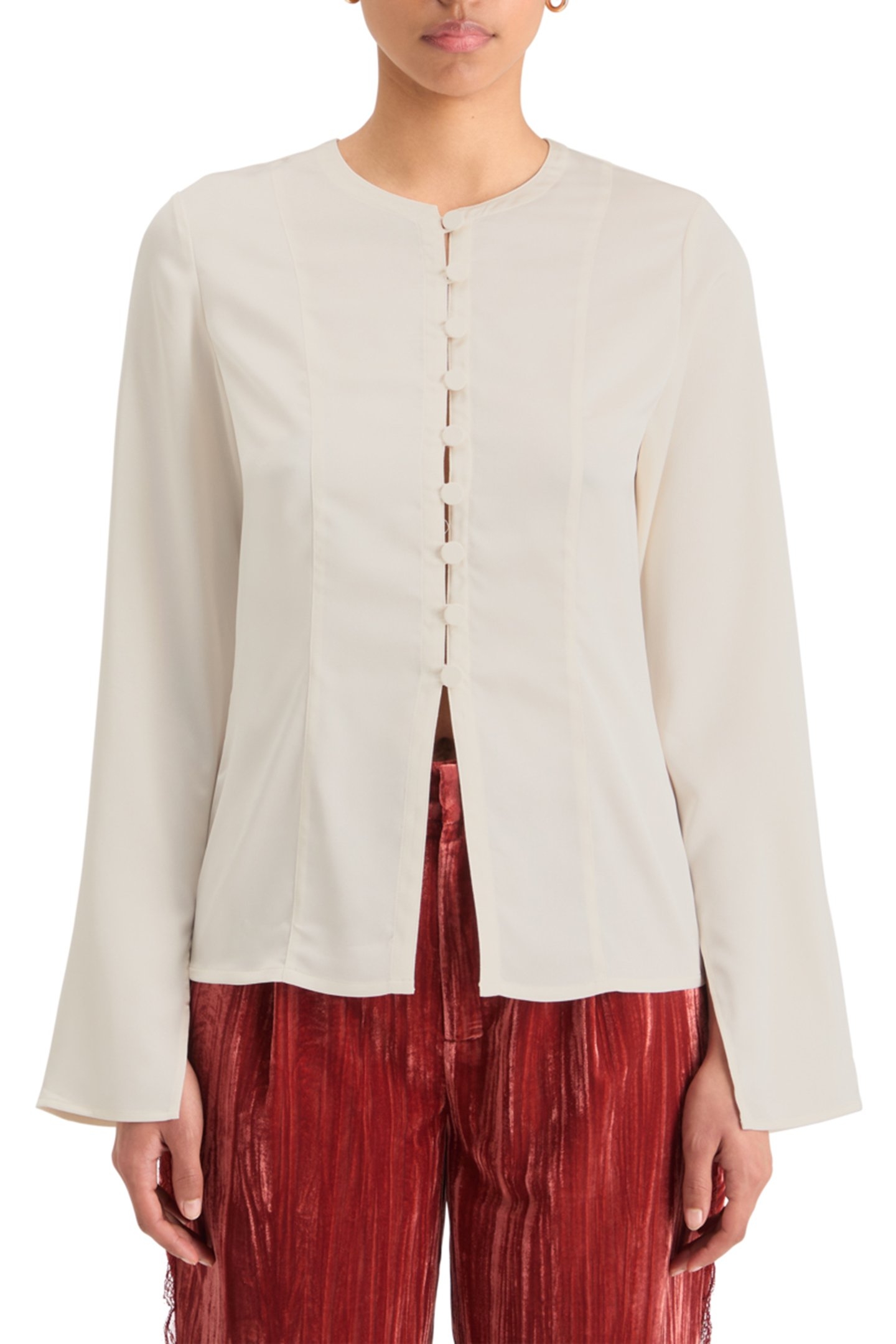 BUTTON DOWN CREPE SHIRT SOFT ICE 1