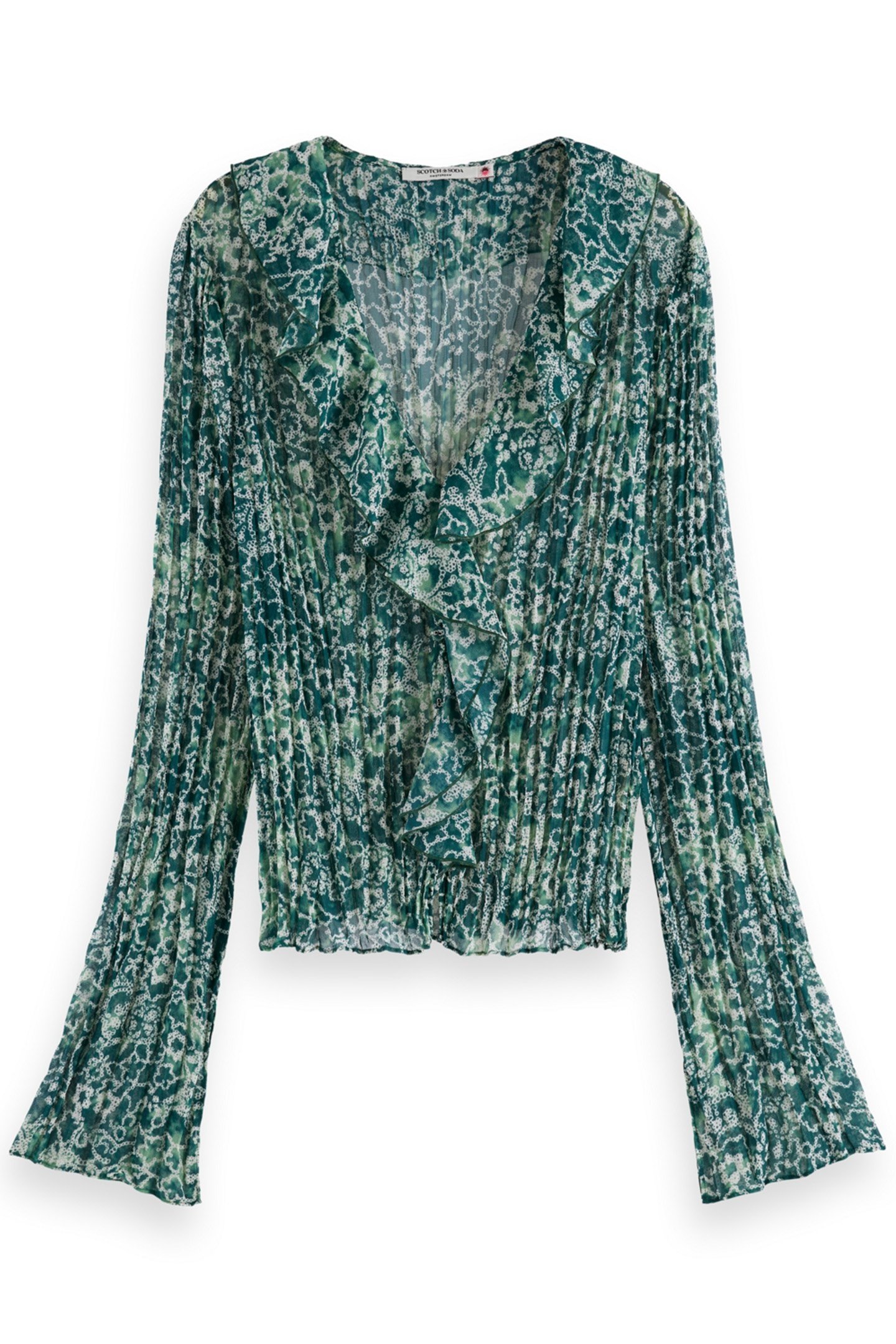 RUFFLED TOP SHIBORI FLORAL GREEN 4