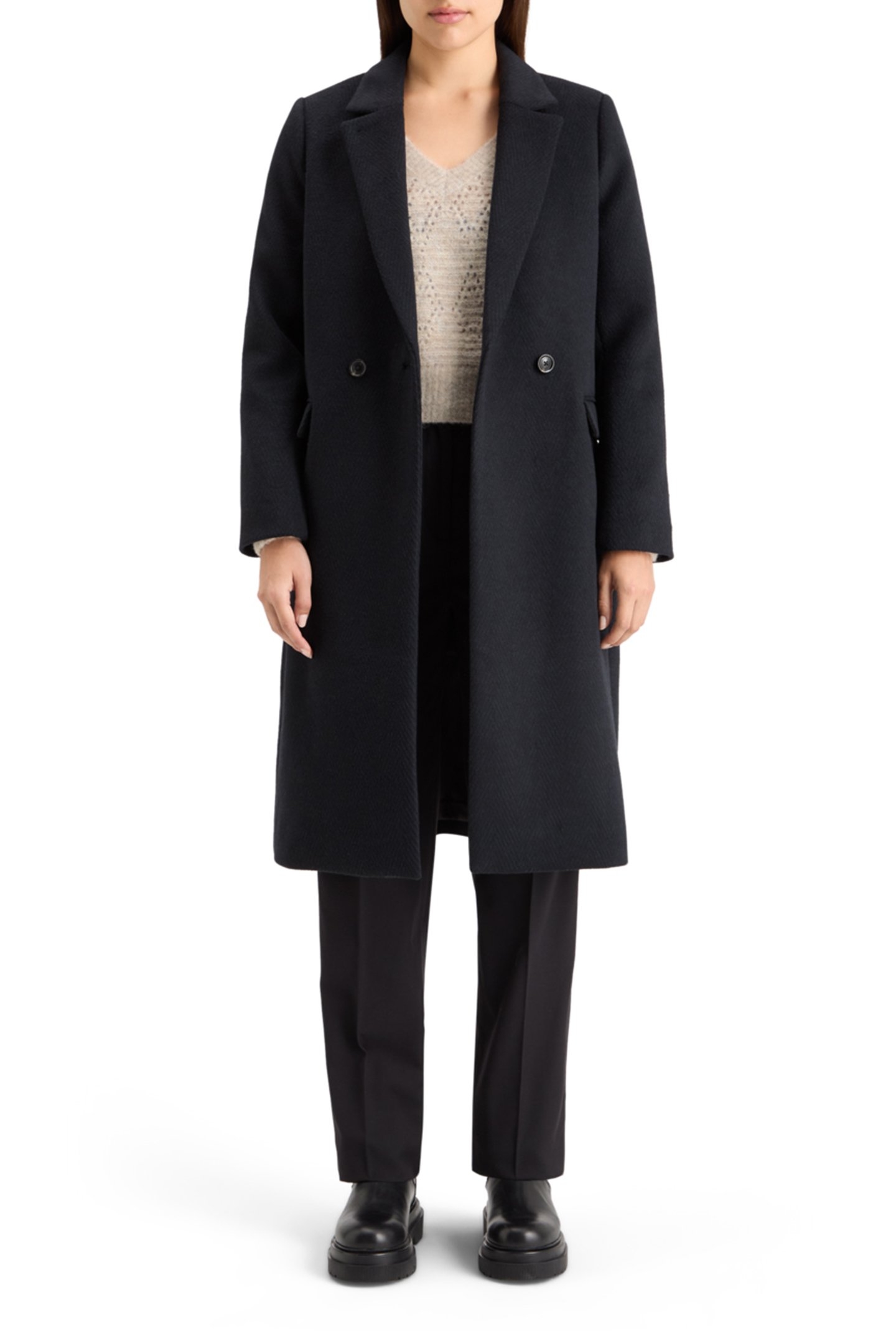 BOUCLE V-NECK RELAXED PULLOVER OATMEAL MELANGE 7