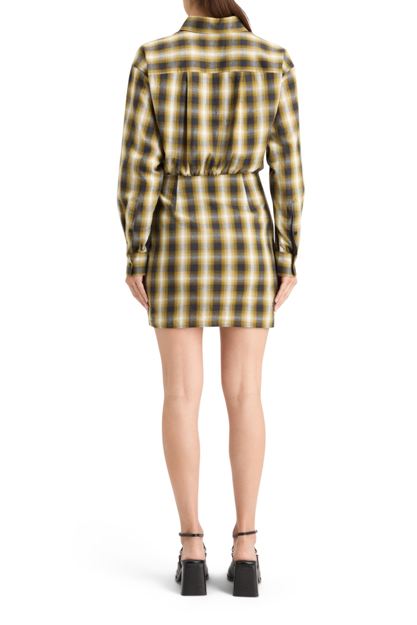 FLANNEL MINI WRAP DRESS OLIVE CHECK 2