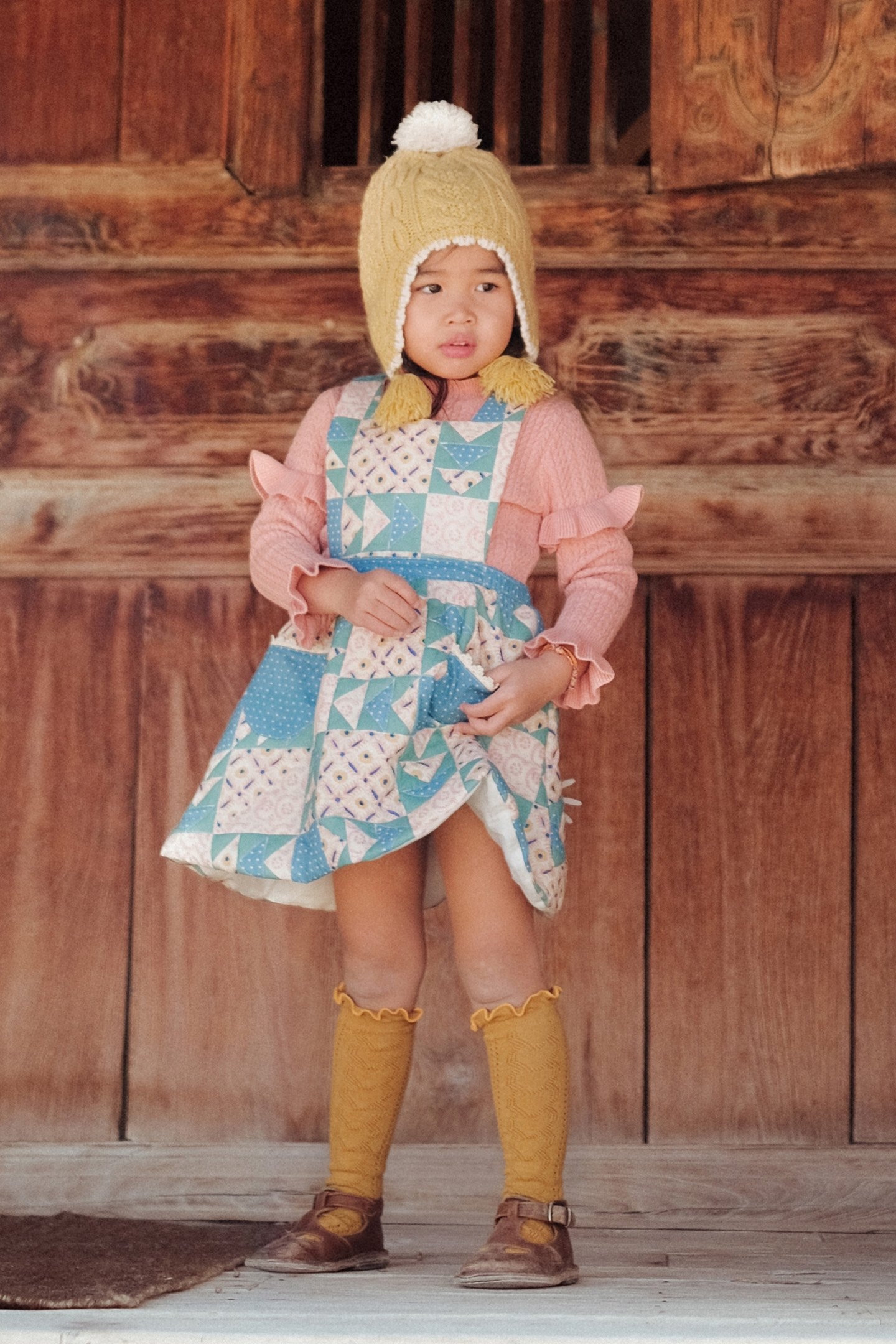 DRESS MIRA STONE BLUE PATCHWORK 1