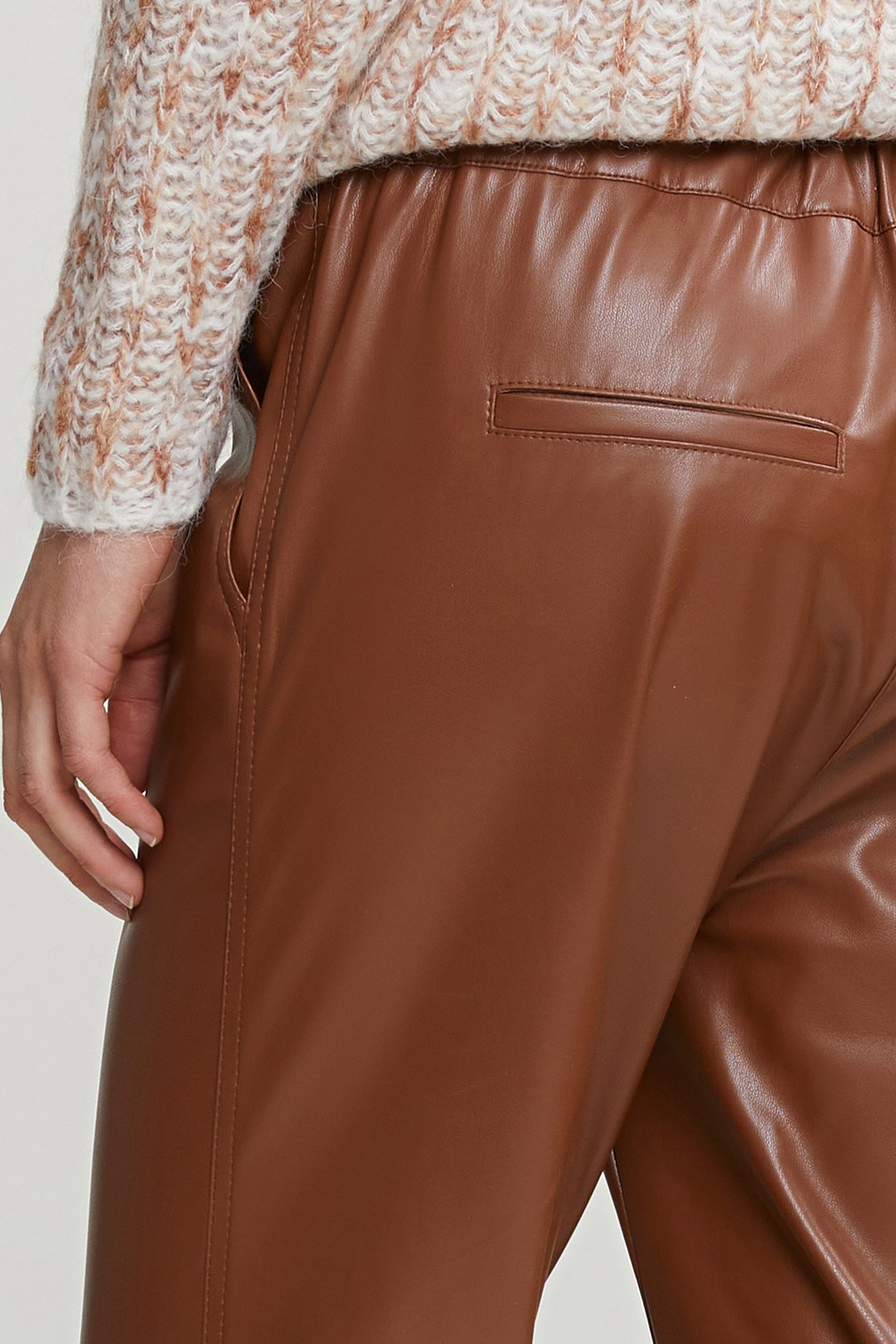BROWN VEGAN LEATHER PANTS 4