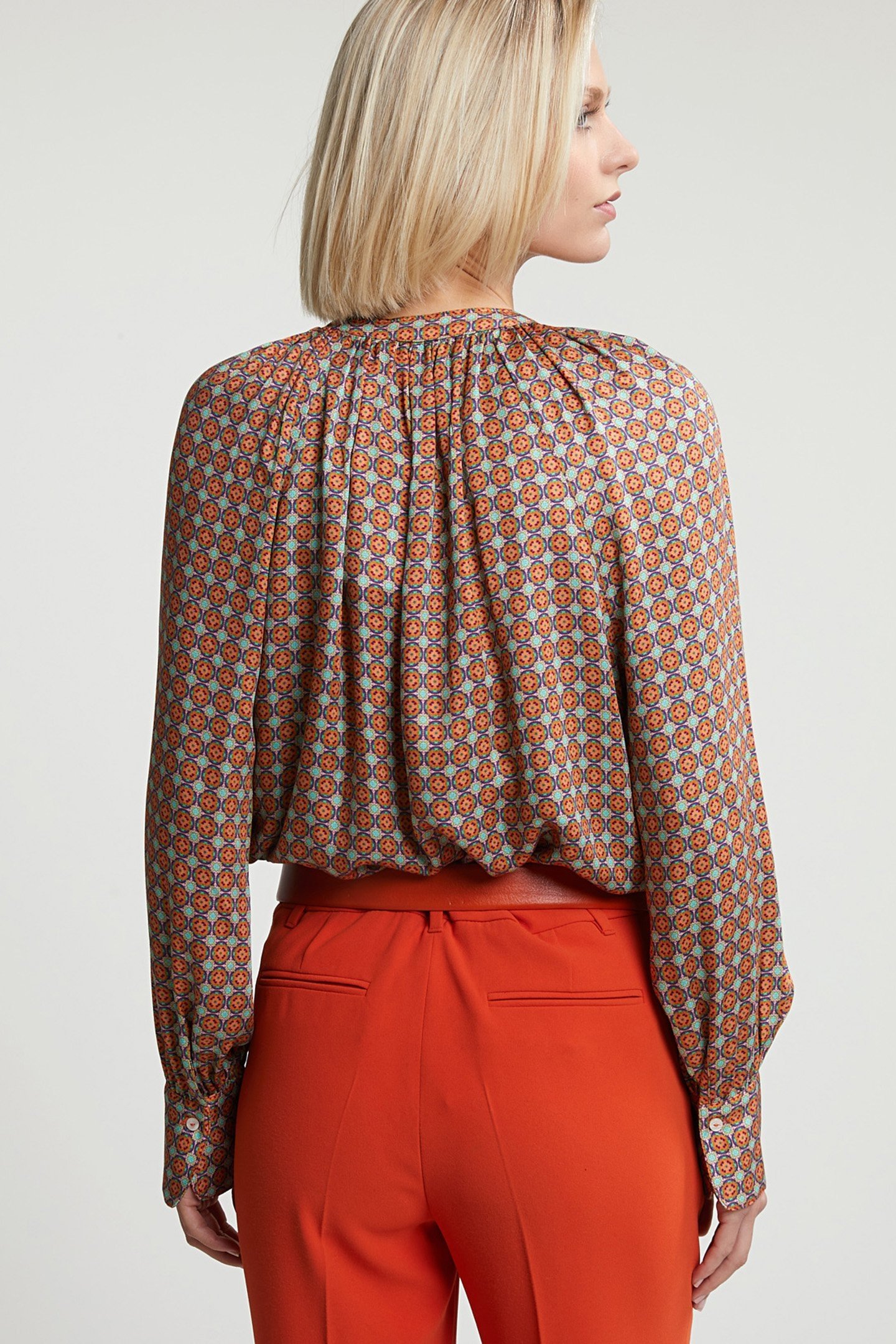 ORANGE/GREEN FANTASY BLOUSE WITH BUTTONS 2