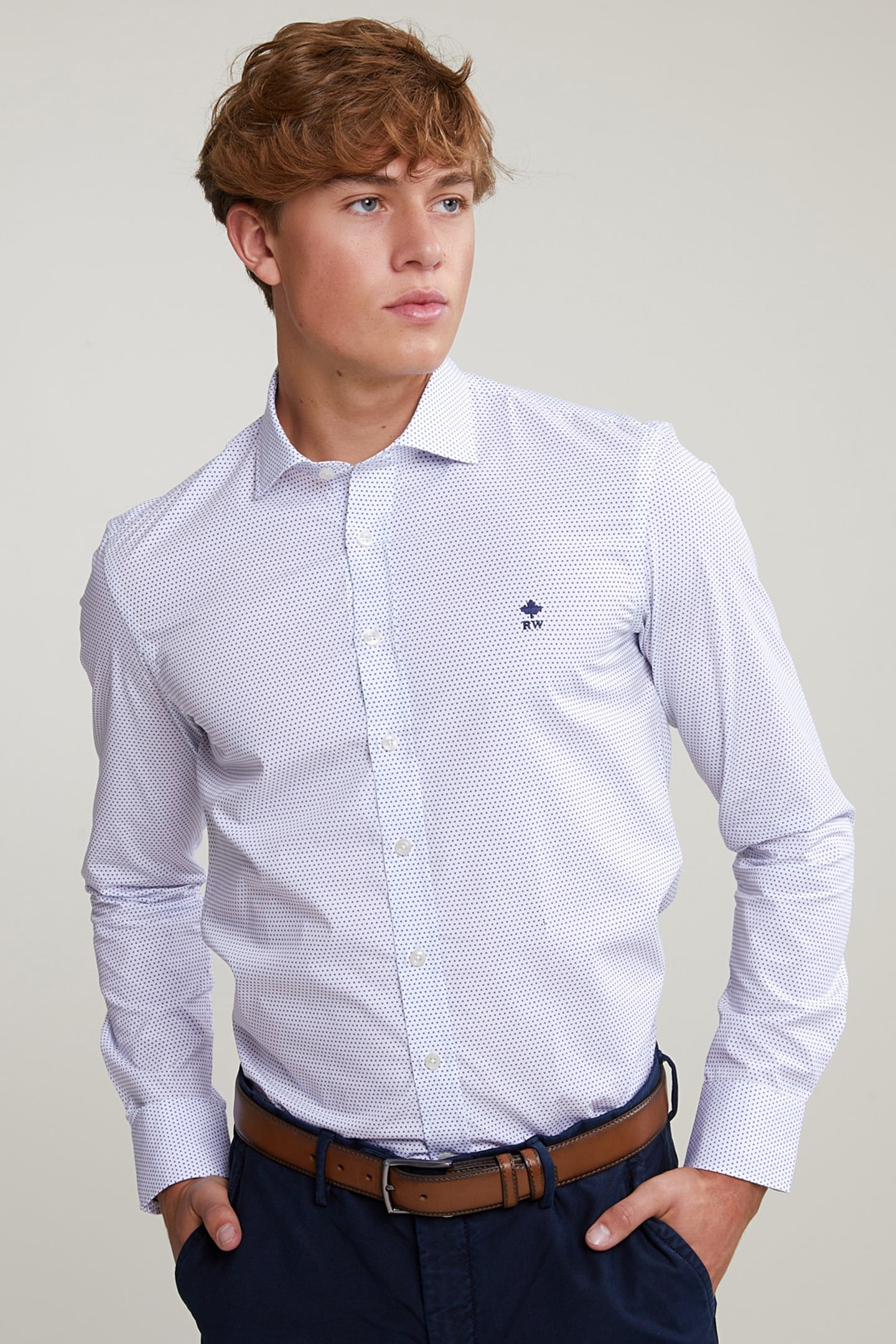 SLIM FIT DOTTED SHIRT BLUE/WHITE 1