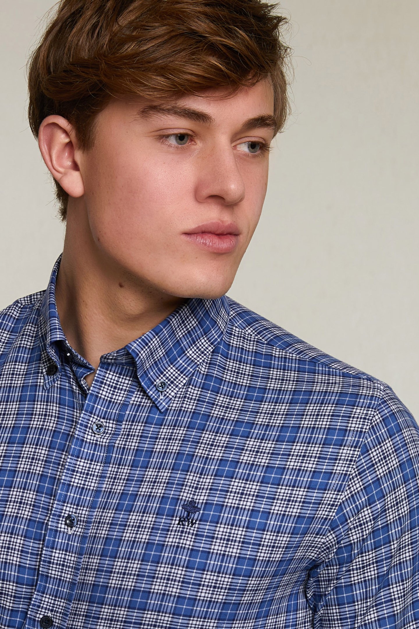 CUSTOM FIT CHECKED SHIRT BLUE 3