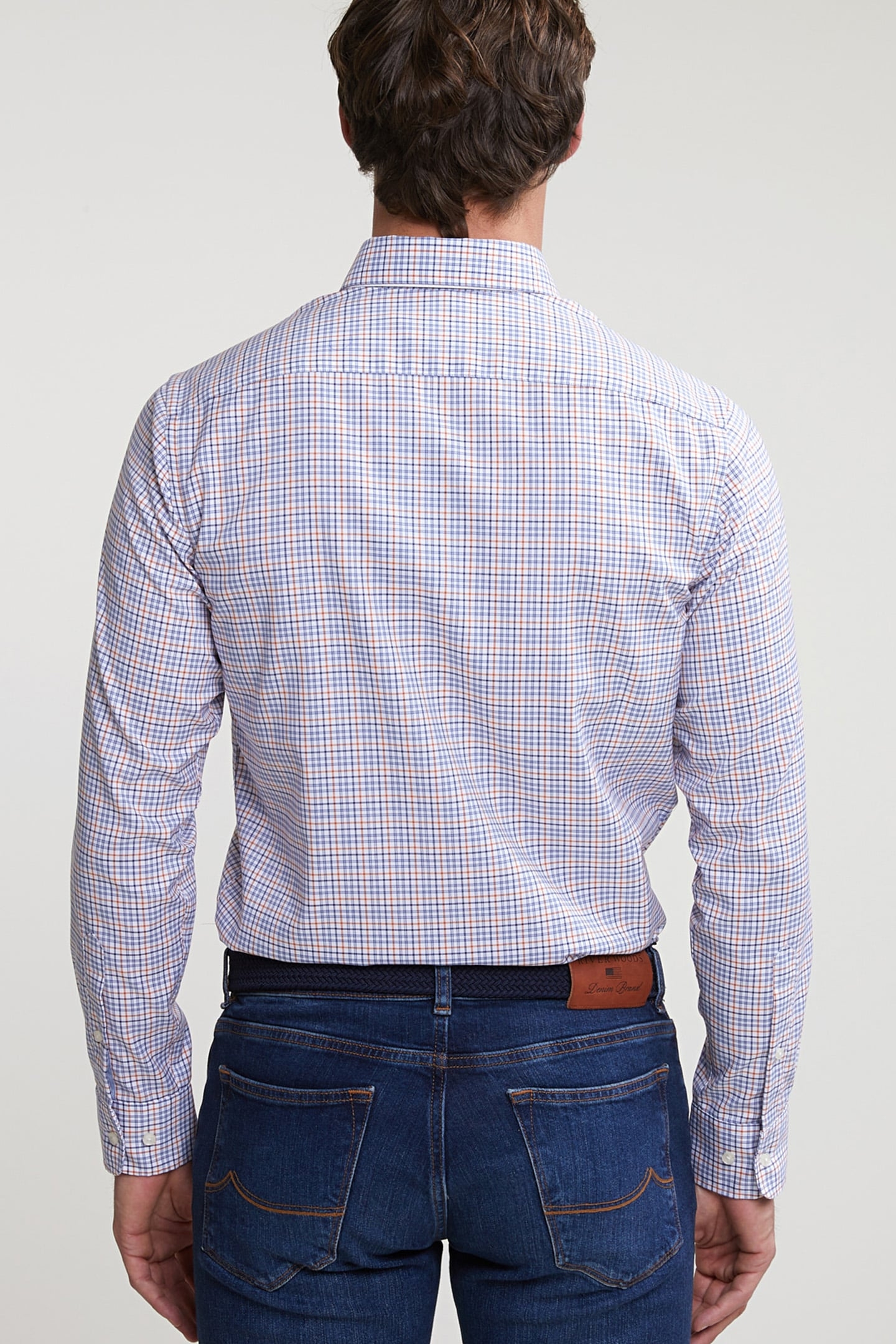 CUSTOM FIT CHECKED SHIRT BLUE/ORANGE 2