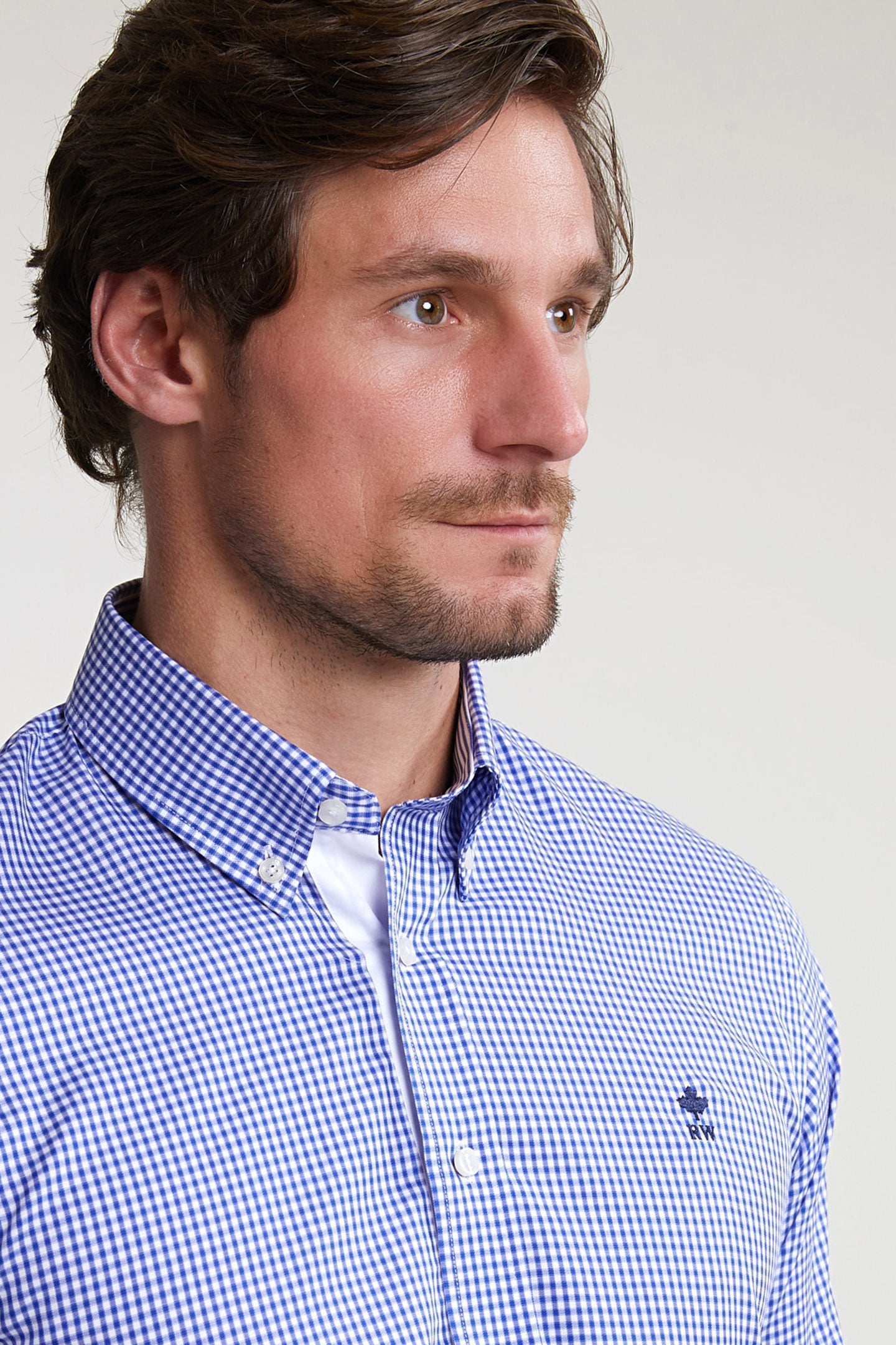 CUSTOM FIT CHECKED SHIRT BLUE/WHITE 3