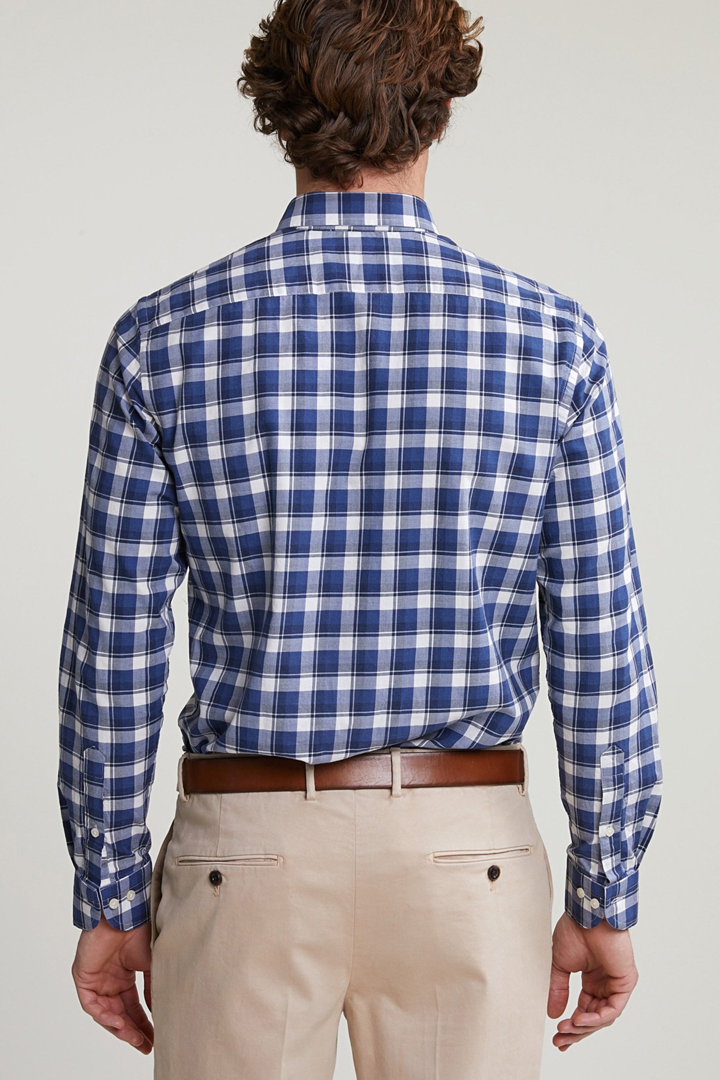 CUSTOM FIT CHECKED SHIRT BLUE/WHITE 2