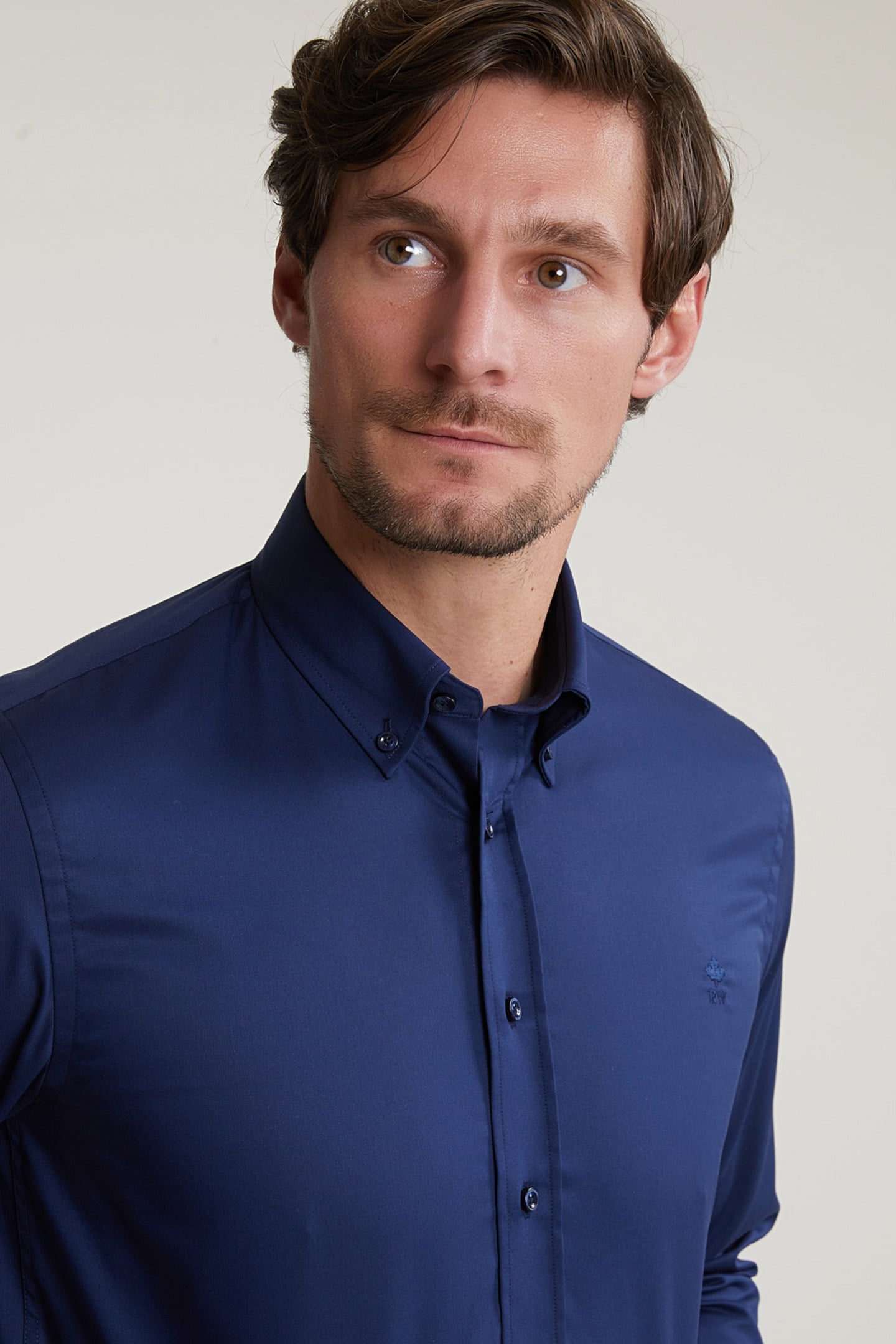 CUSTOM FIT UNI COTTON STRETCH SHIRT BLUE 4