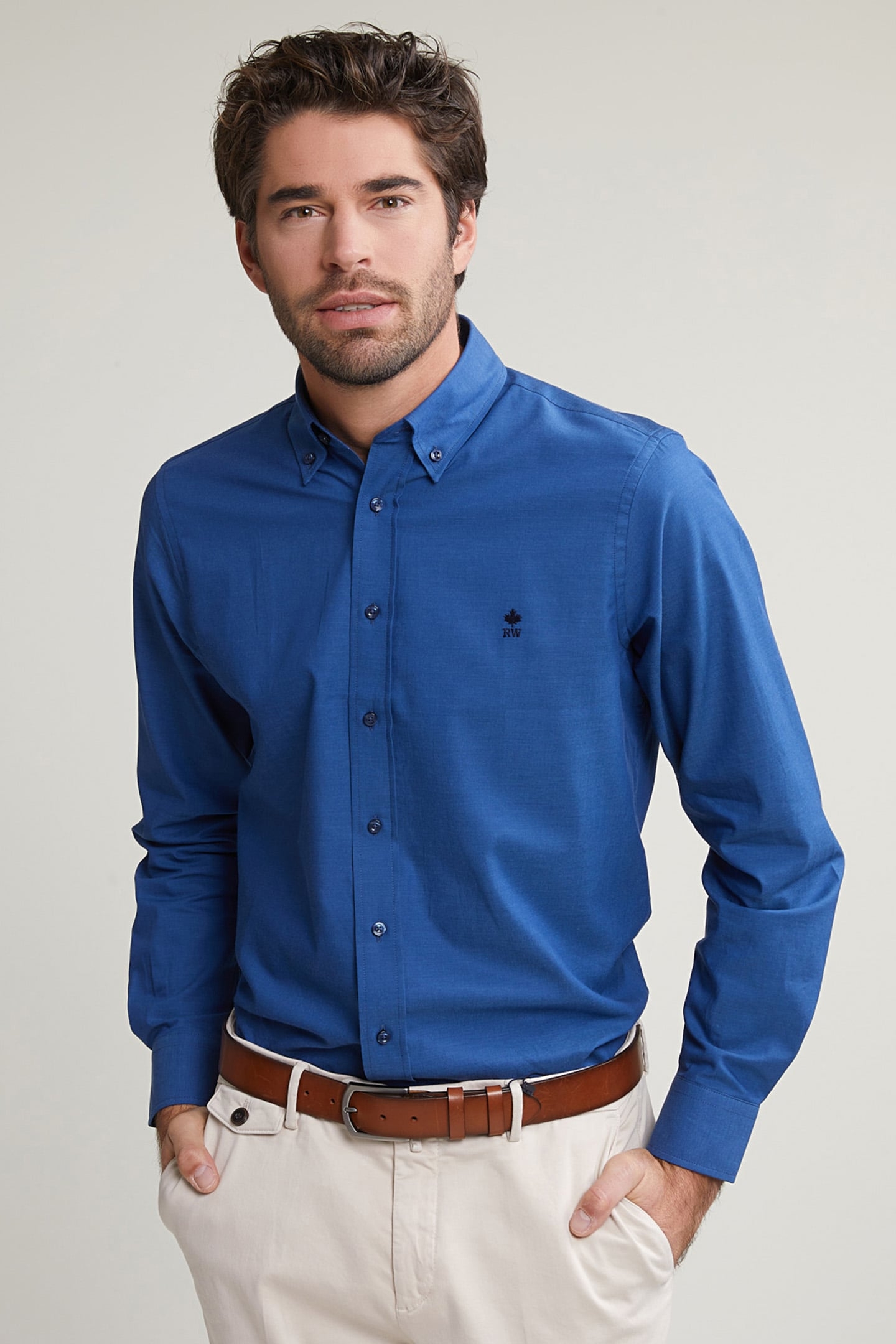 REGULAR FIT UNI COTTON SHIRT BLEU 1