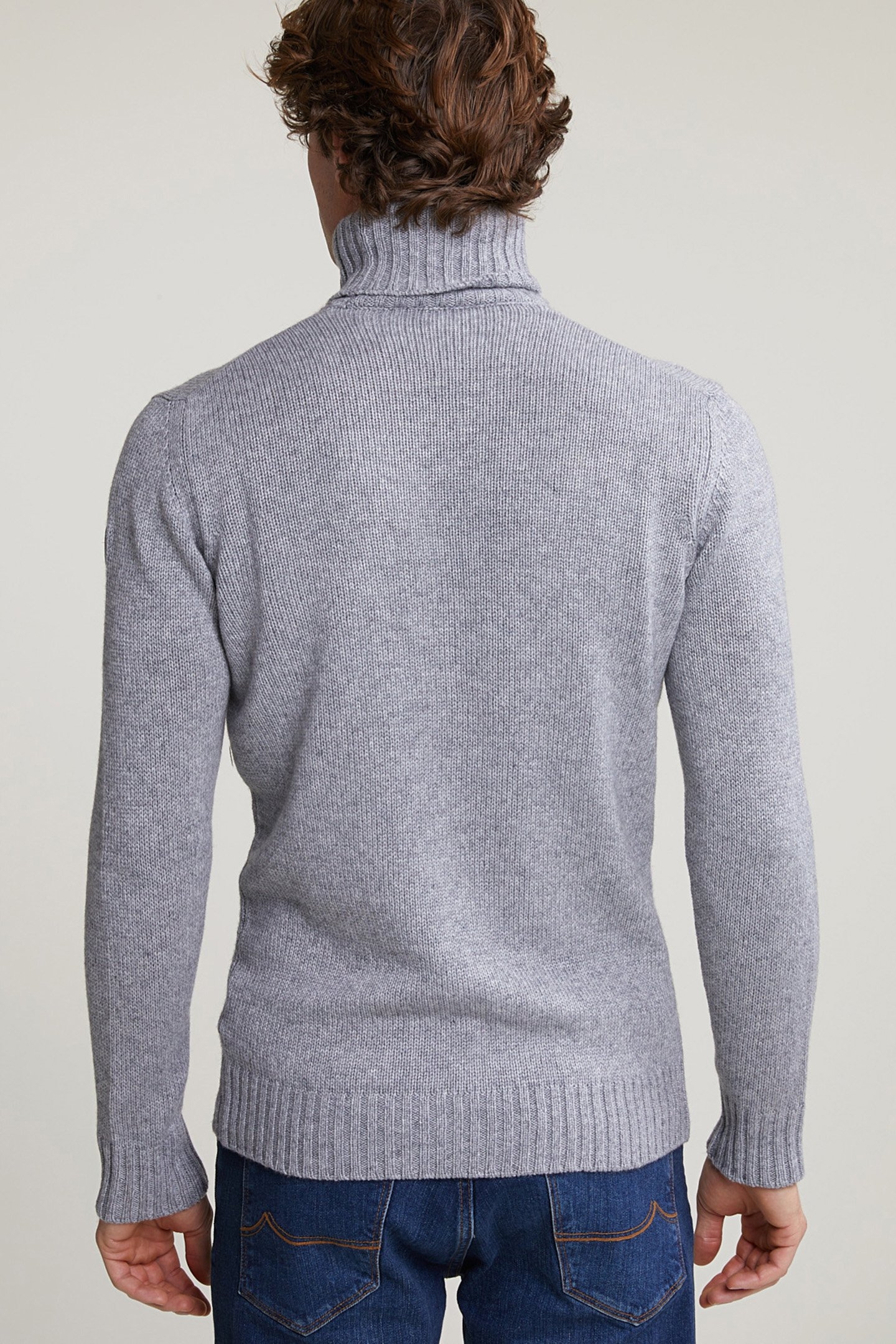 CUSTOM FIT WOOL-CASHMERE ROLL NECK SWEATER INOX MIX 2