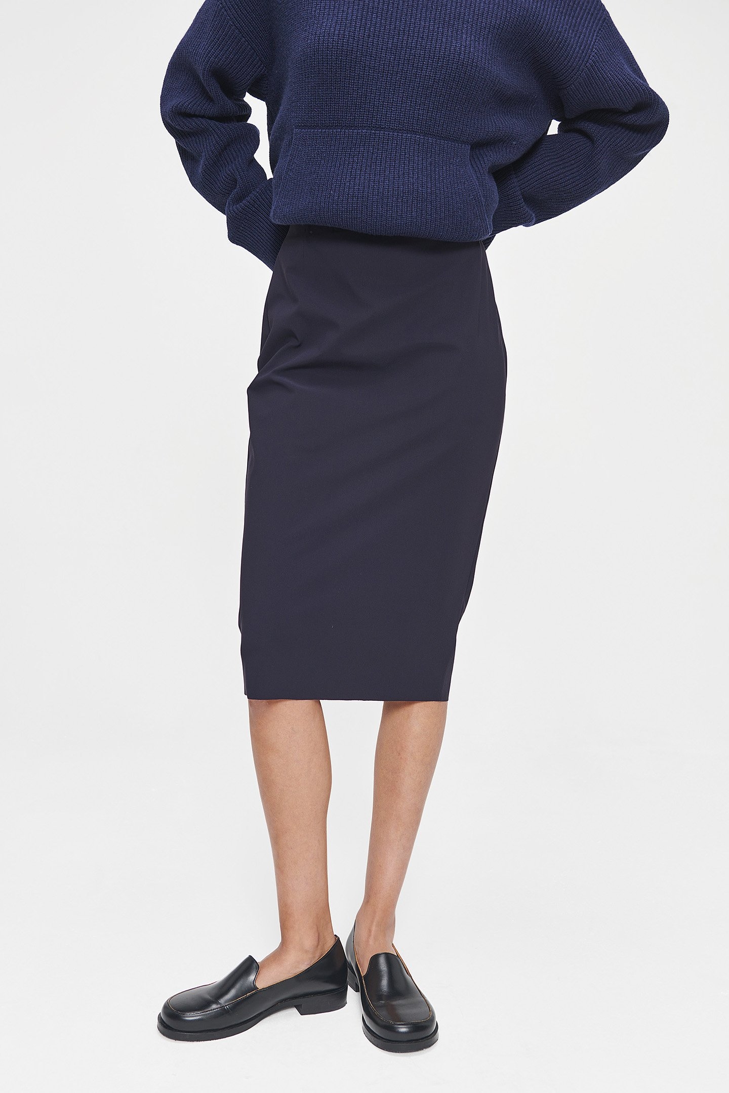 JERSEY PENCIL SKIRT INK BLUE 1