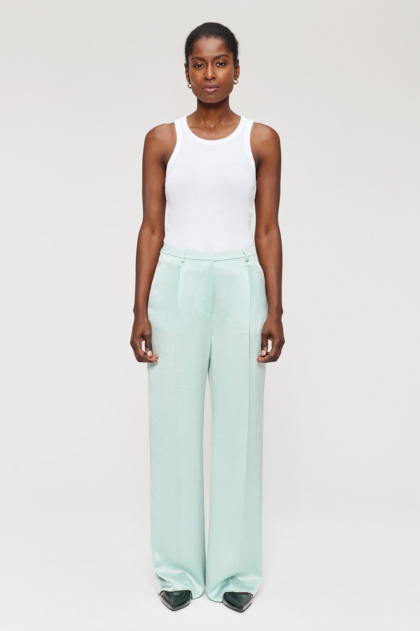 SATIN WIDE LEG PANTS ICE 1