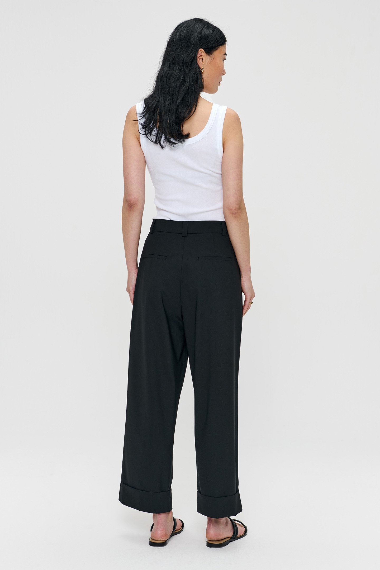TROPICAL WOOL STRAIGHT PANTS BLACK 4
