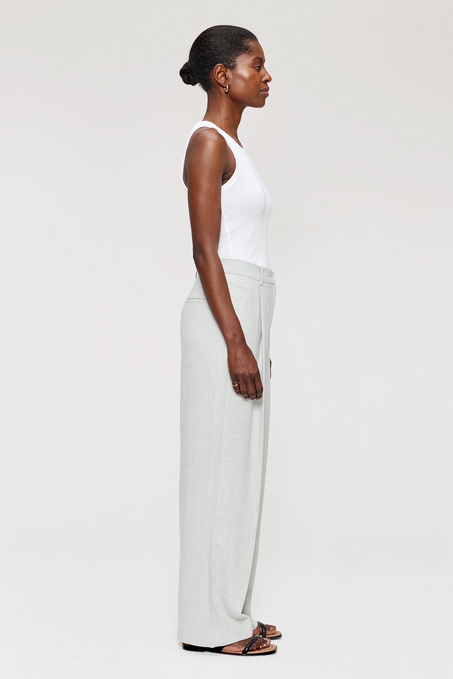 MELANGE LINEN STRAIGHT PANTS LIGHT GREY MELANGE 3