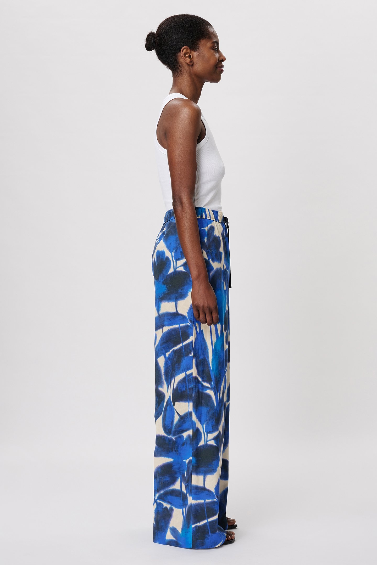 COTTON VOILE PRINT PANTS CORNFLOWER 3