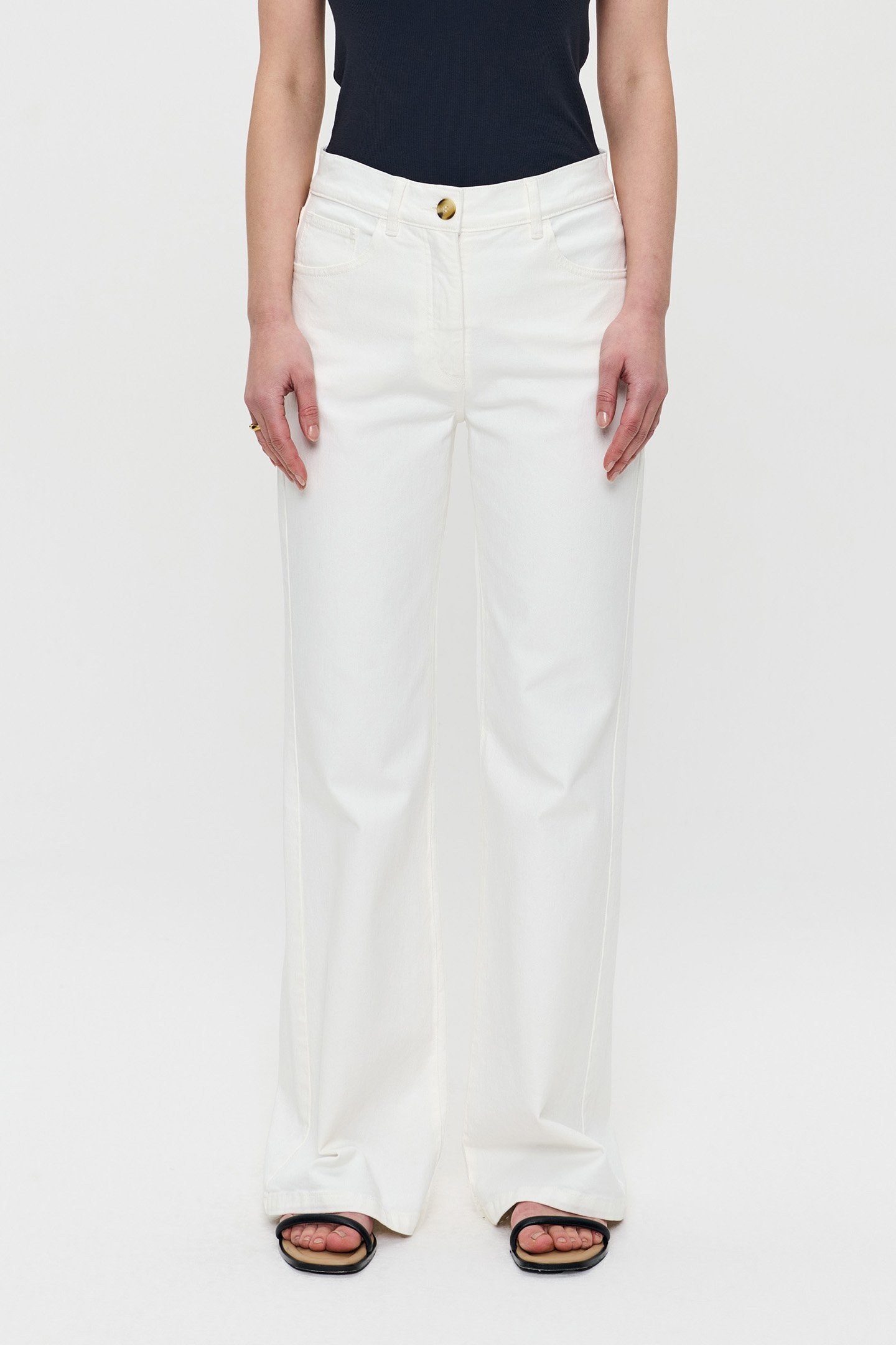 FLARED TWILL PANTS OFF WHITE 1