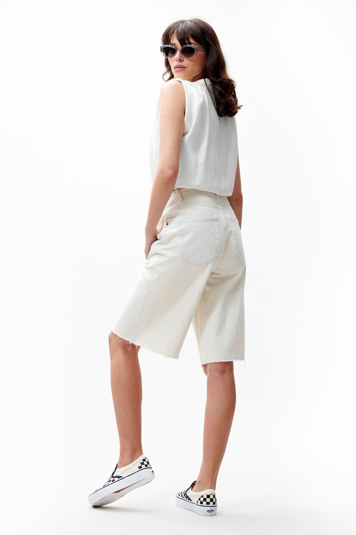 SLEEVELESS BLOUSE WITH LASH OFF WHITE 3