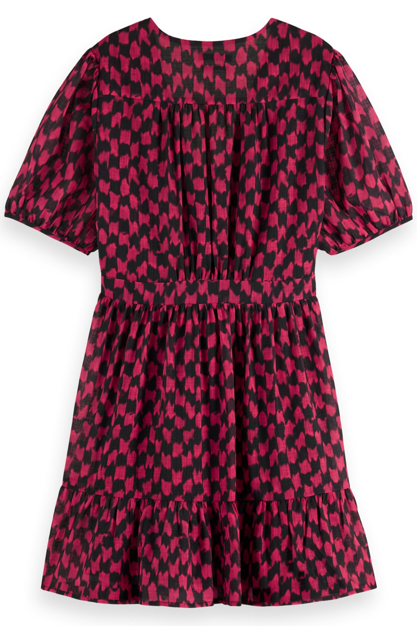 MINI WRAP DRESS IKAT CHECKERBOARD PINK 2