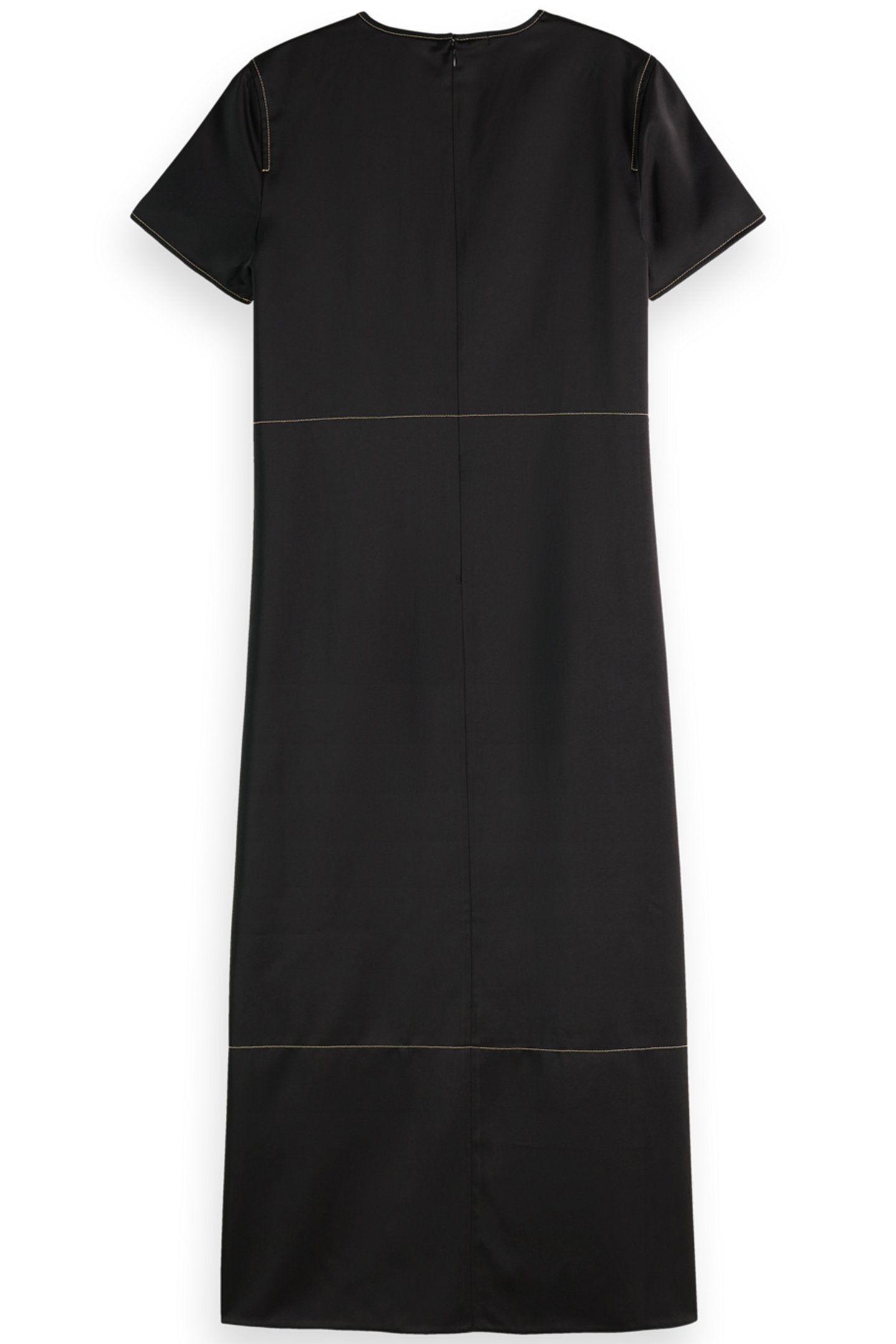 CONTRAST STITCHING SATIN DRESS EVENING BLACK 2