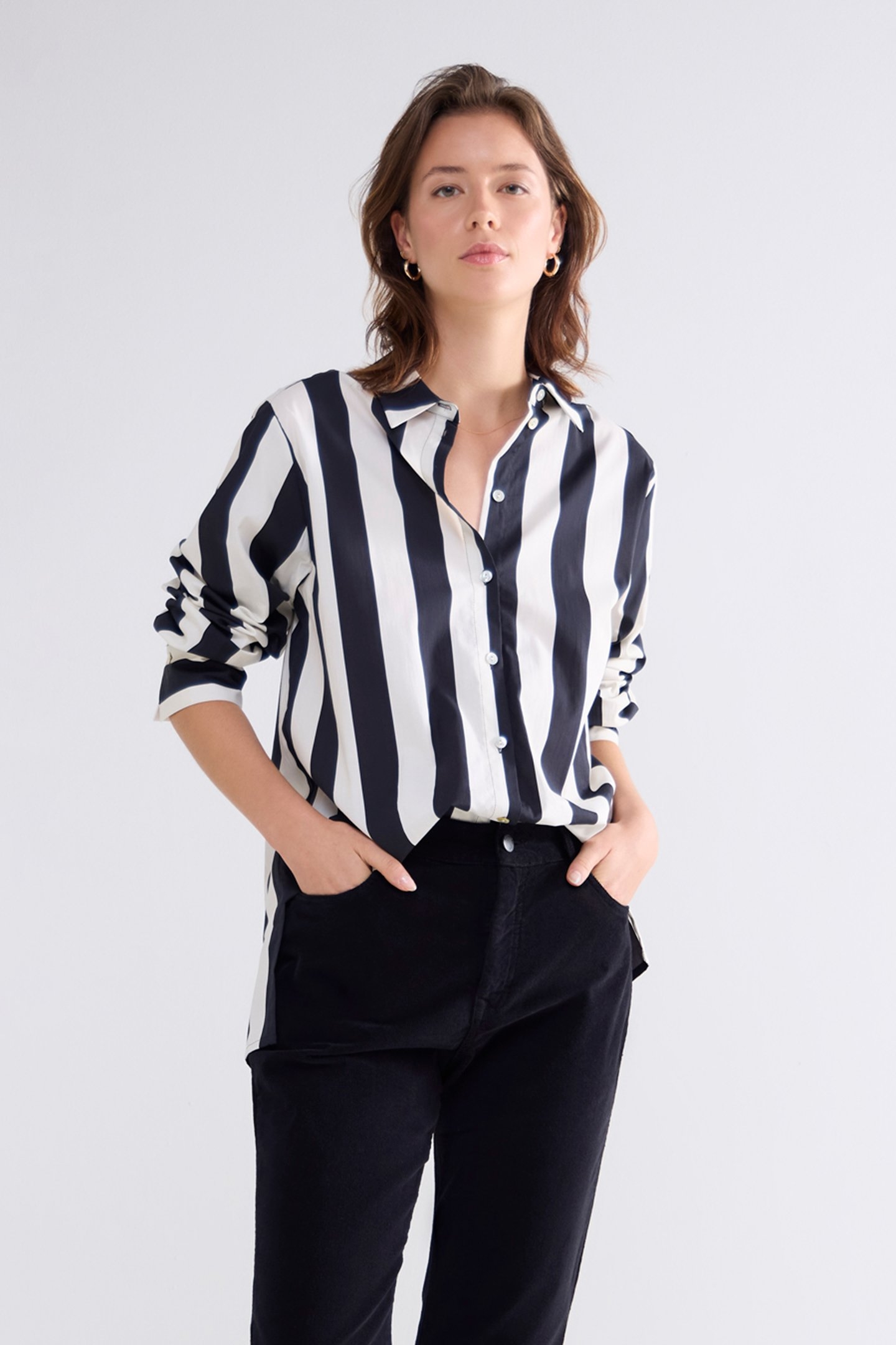 BLOUSE STRIPE PRINTED BLACK 1